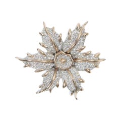 Vintage Halbe Silver and Gold Tone Diamante Flower Brooch, Circa 1960's
