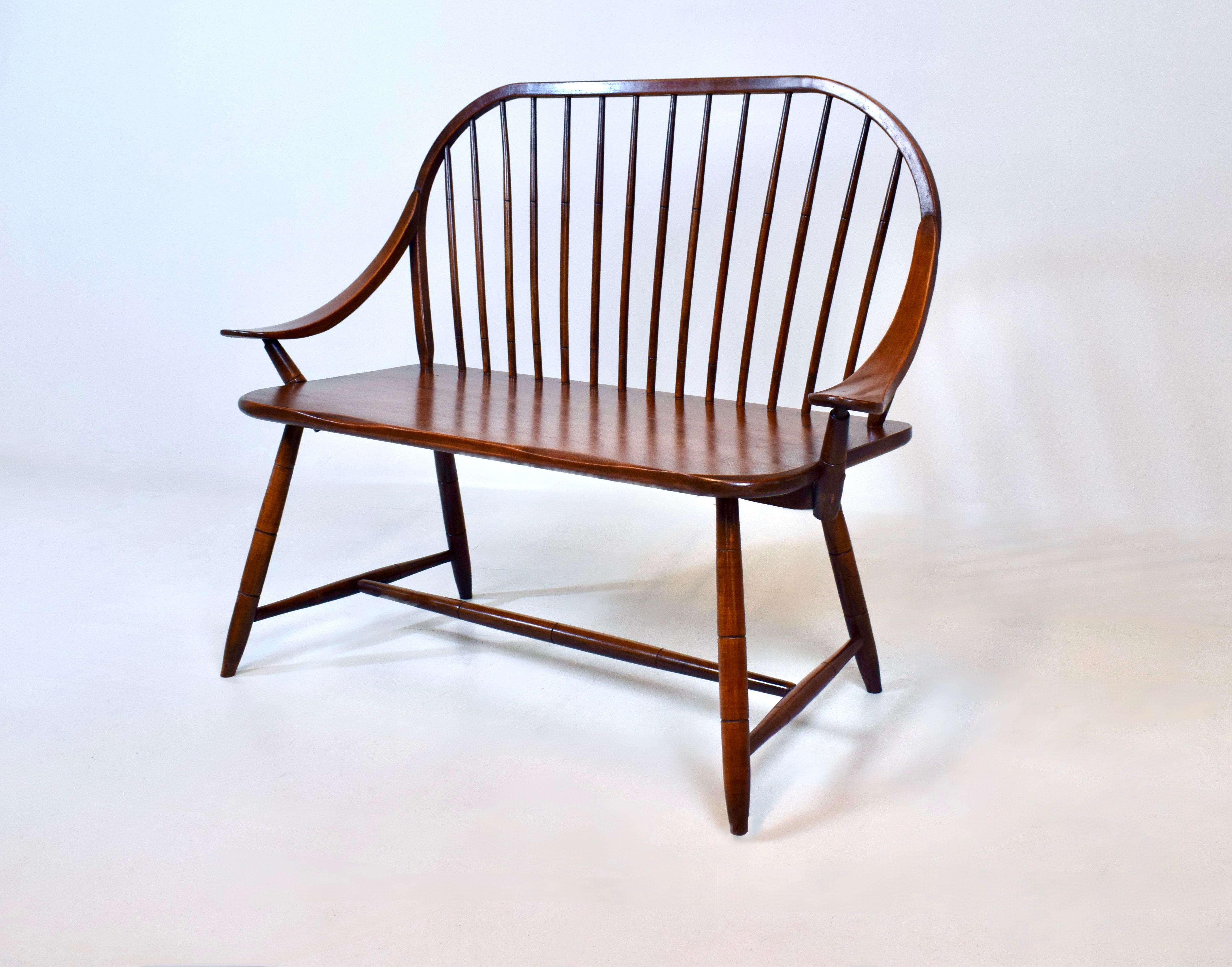 American Vintage Hale of Vermont Windsor Spindle Back Prosper's Bench or Settee For Sale
