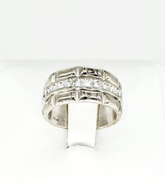 Vintage Half Eternity Diamond Band 18 Karat White Gold Ring
