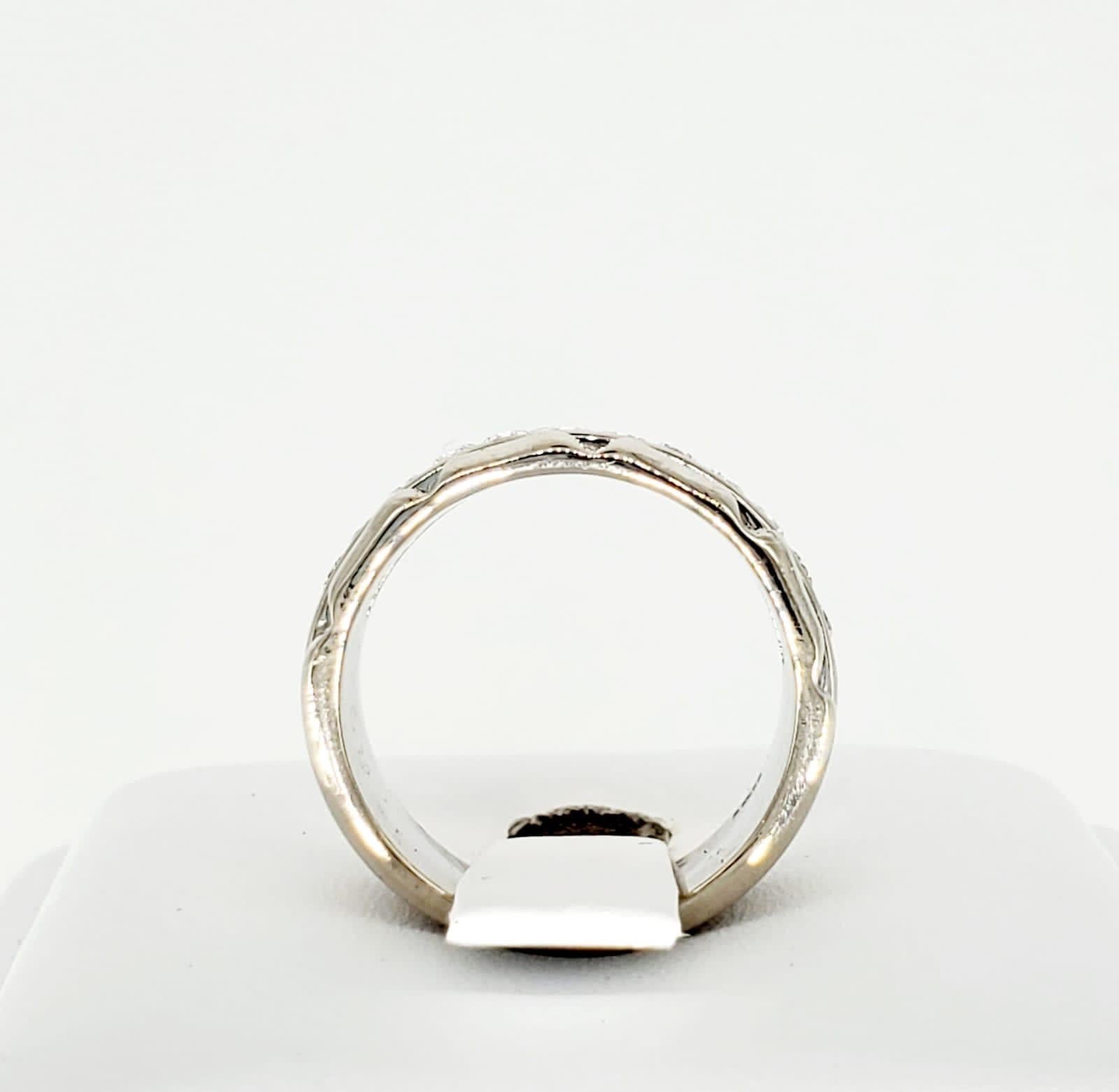 Women's Vintage Half Eternity Diamond Band 18 Karat White Gold Ring For Sale
