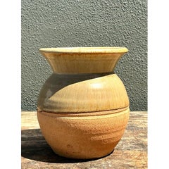 Vintage Half Glaze Pottery Vase