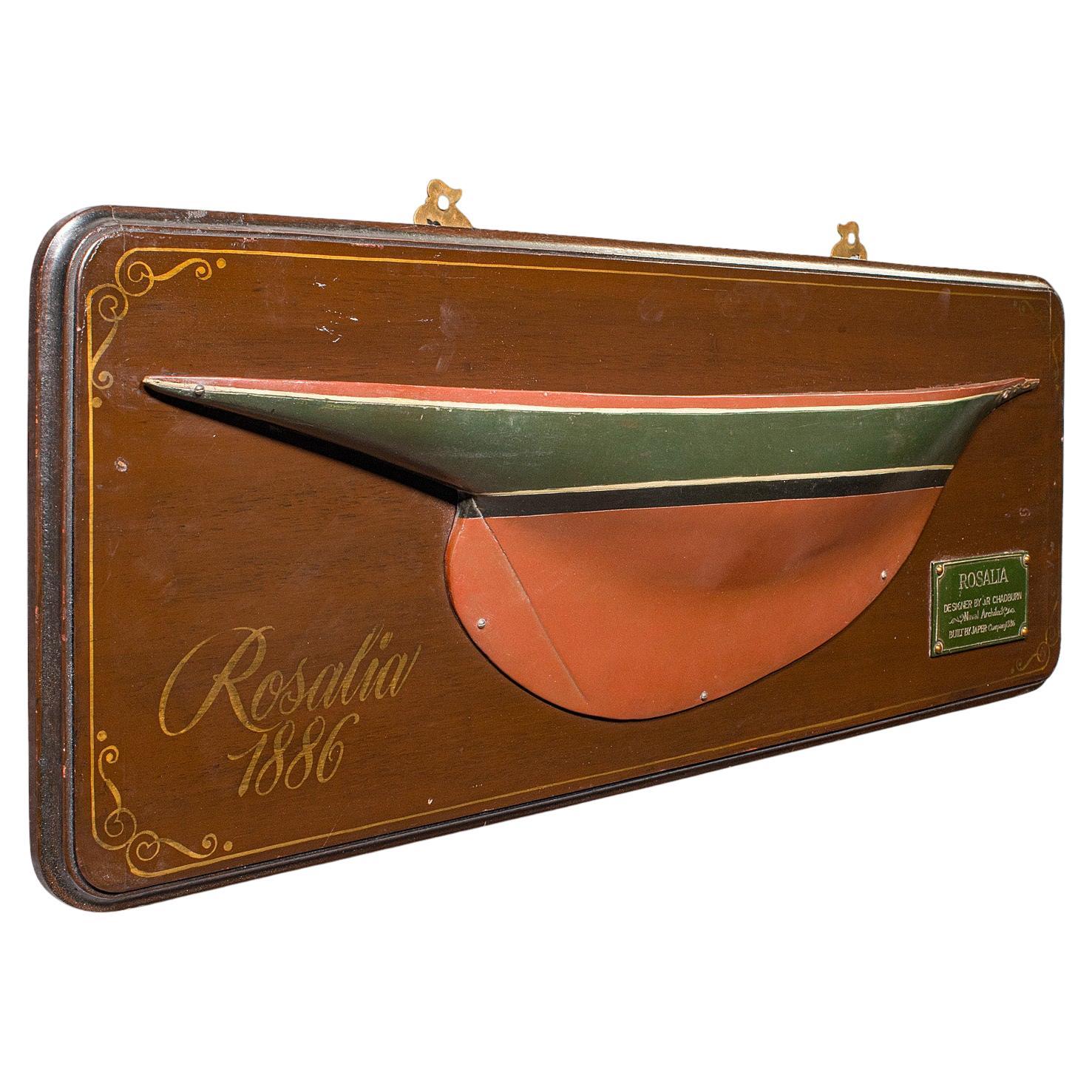 Vintage Half Hull Model, English, Shipwright’s Display Plaque, Mid Century, 1960