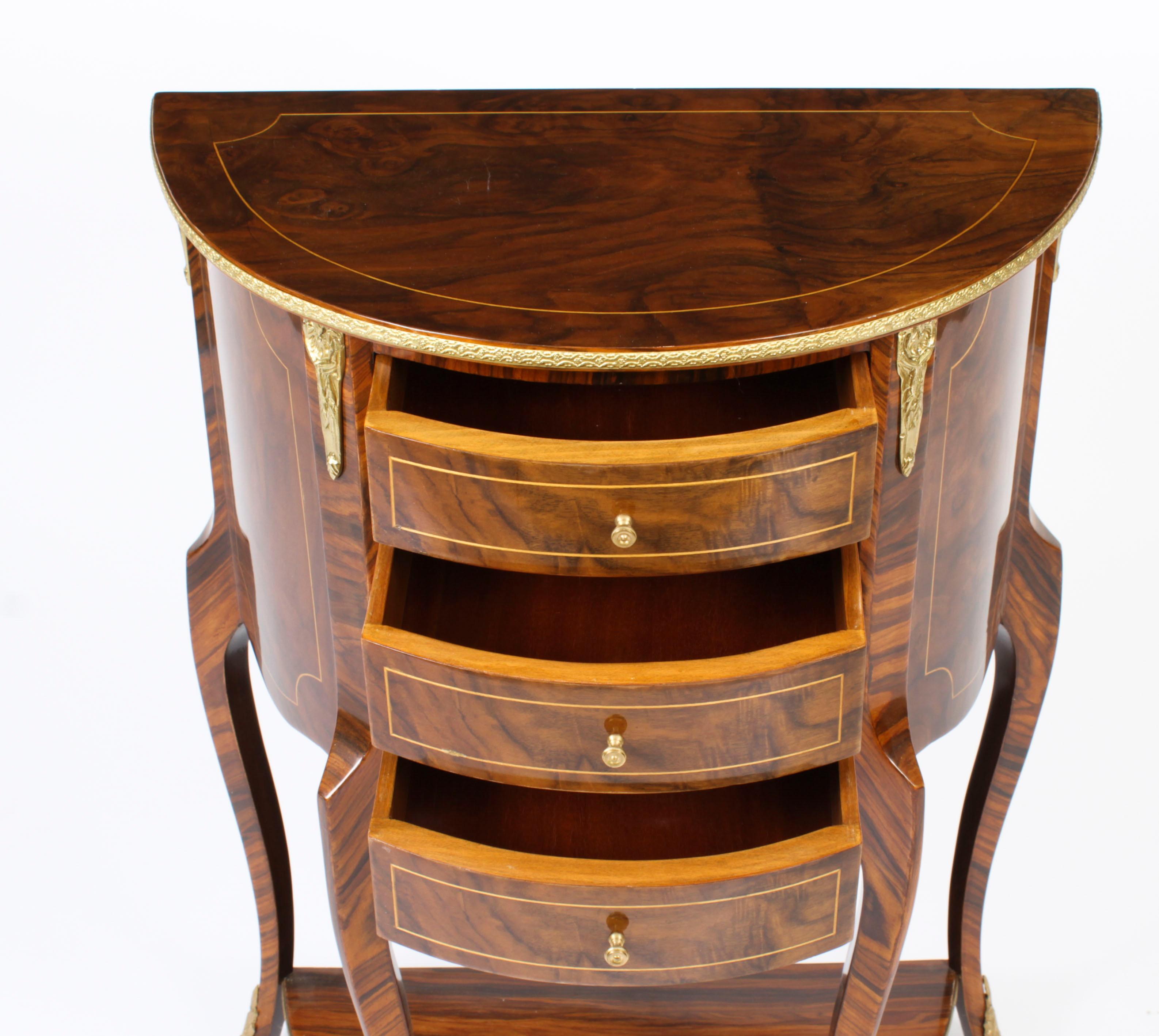 Vintage Half Moon Walnut Chest Side Cabinet Bedside Console 20th C 8