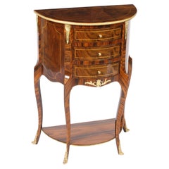 Used Half Moon Walnut Chest Side Cabinet Bedside Console 20th C