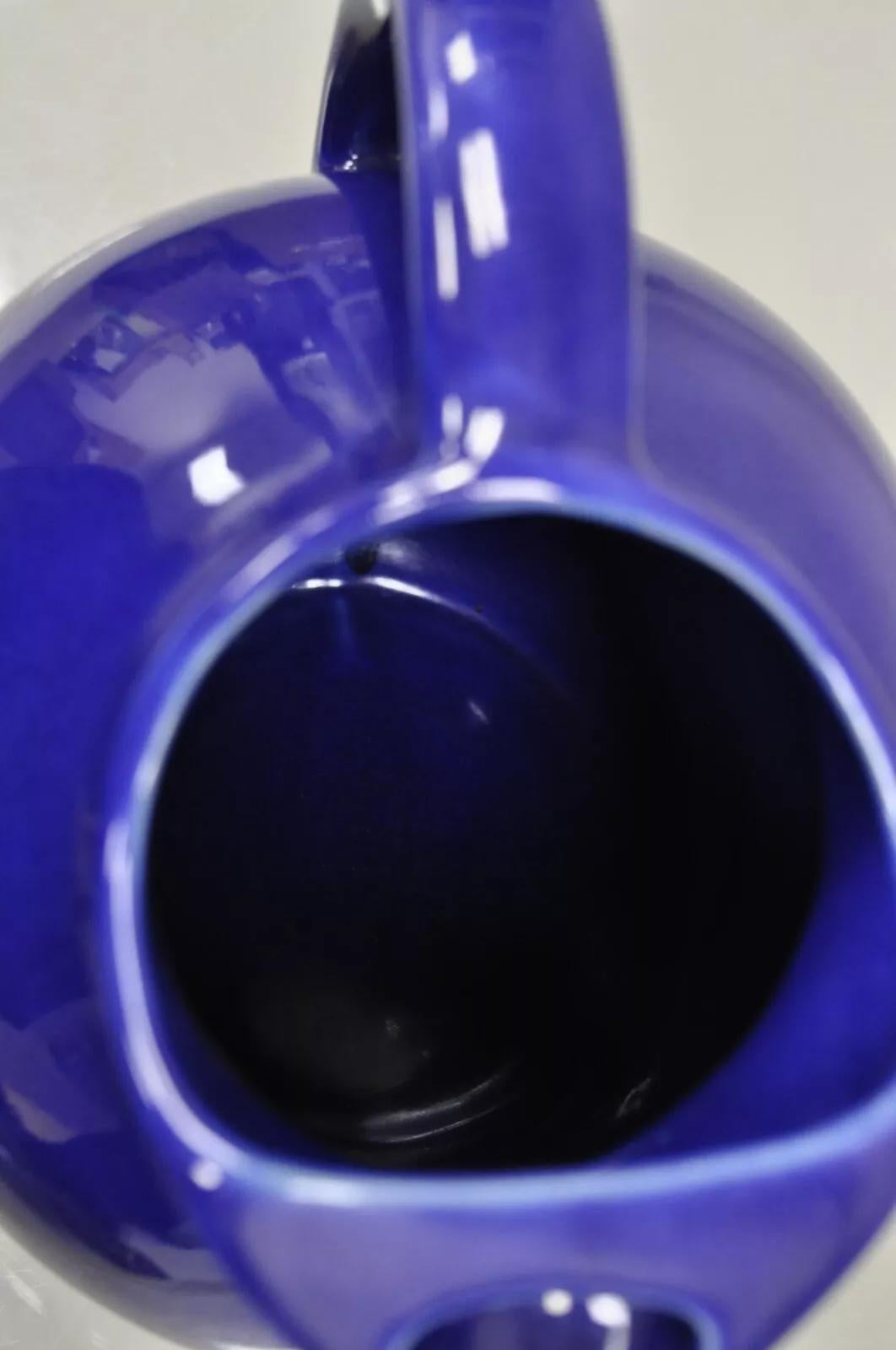 XX secolo Vintage Hall Blu Cobalto Art Deco 633 Brocca di ceramica smaltata a forma di palla