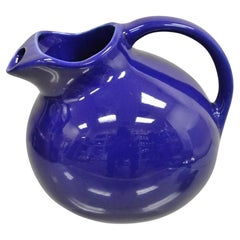 Vintage Hall Cobalt Blue Art Deco 633 Ball Form Glazed Pottery Stoneware Pitcher