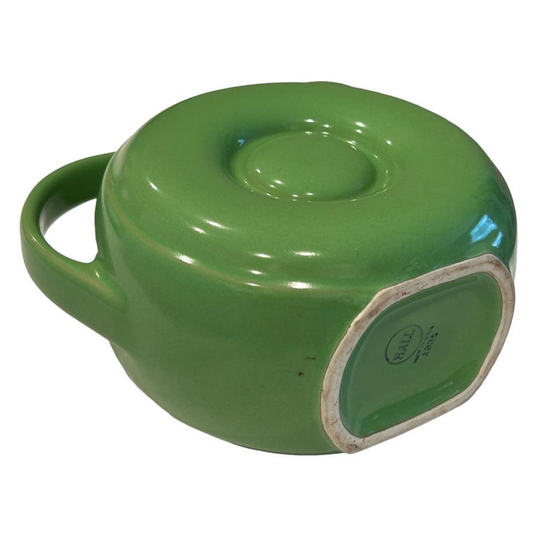 Vintage HALL Green Ceramic Tankard Style Creamer / Mini Pitcher WITH LID