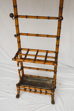 Vintage Hall Tree with Mirror and Umbrella Stand