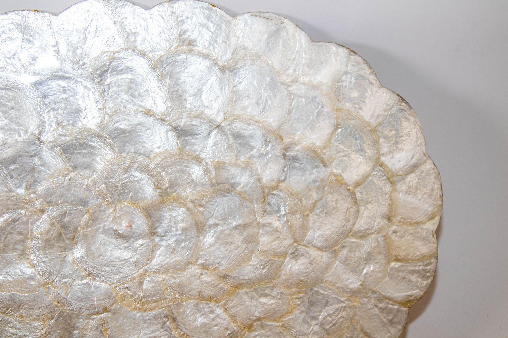 Vintage Hallie St Mary 2 Placemats in Natural Capiz Pearl Shell Scalloped Edge 1