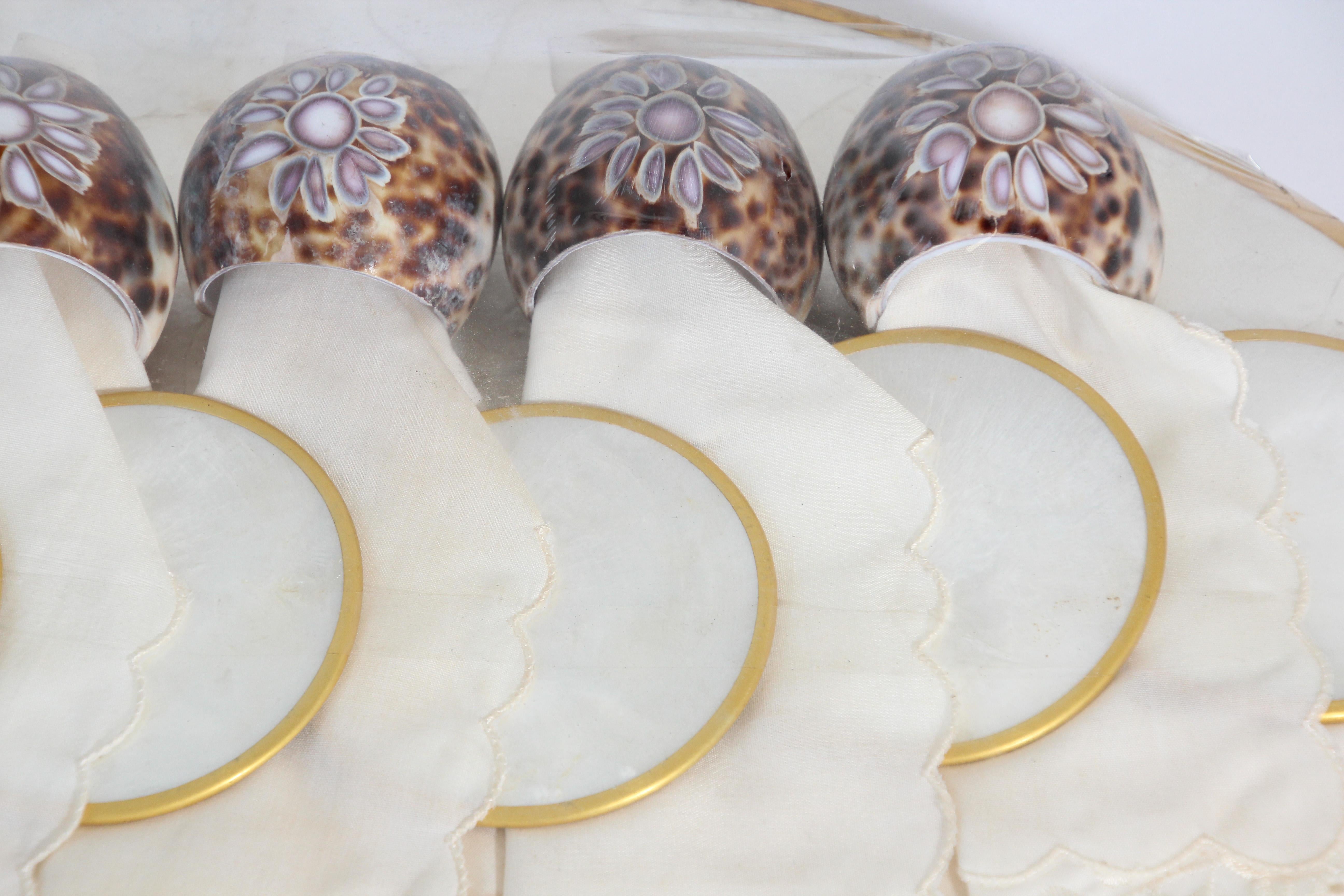 Vintage Hallie St Mary Placemats Set in Natural Capiz Pearl Shell 1