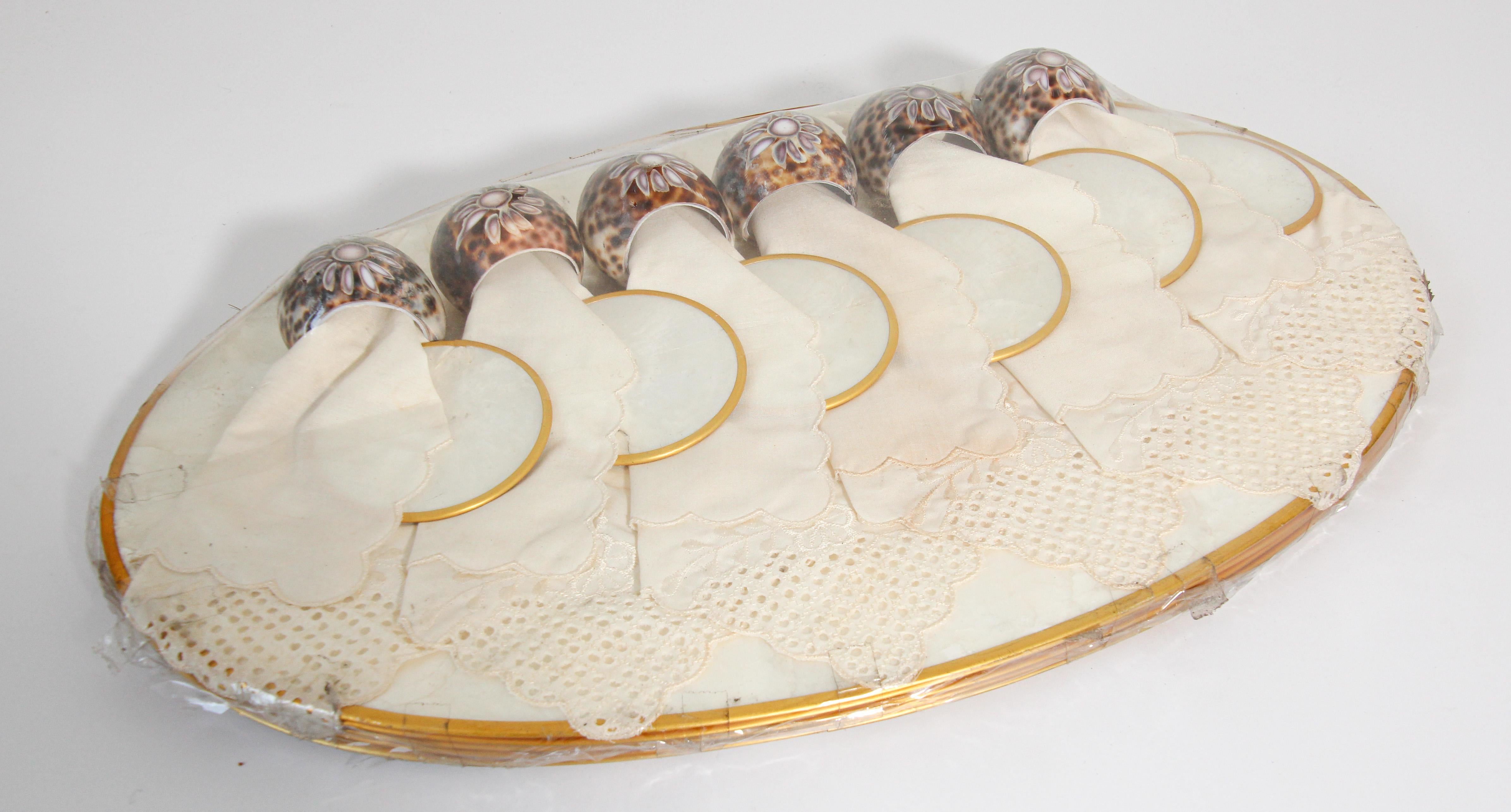 Vintage Hallie St Mary Placemats Set in Natural Capiz Pearl Shell 5