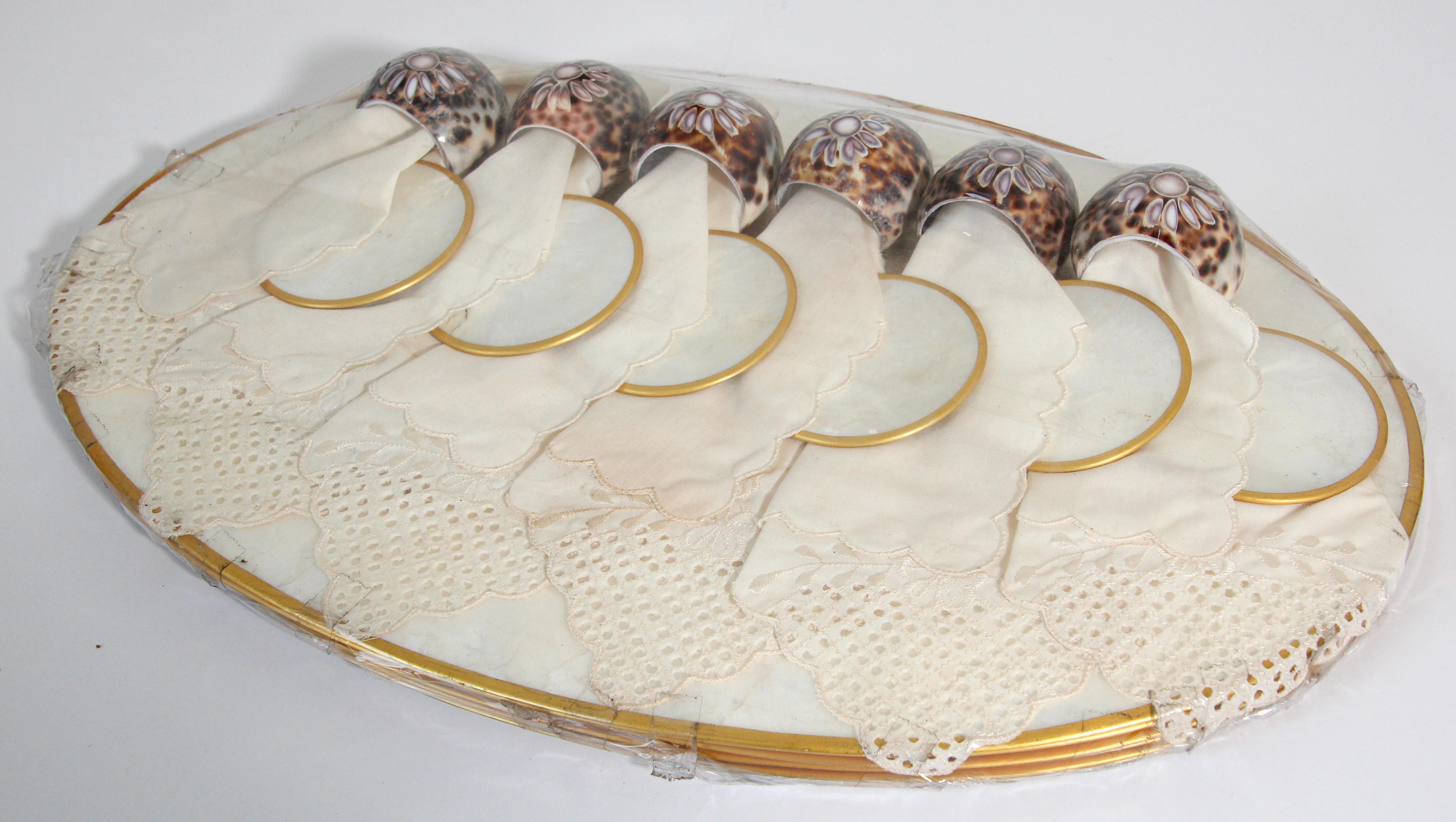Hand-Crafted Vintage Hallie St Mary Placemats Set in Natural Capiz Pearl Shell