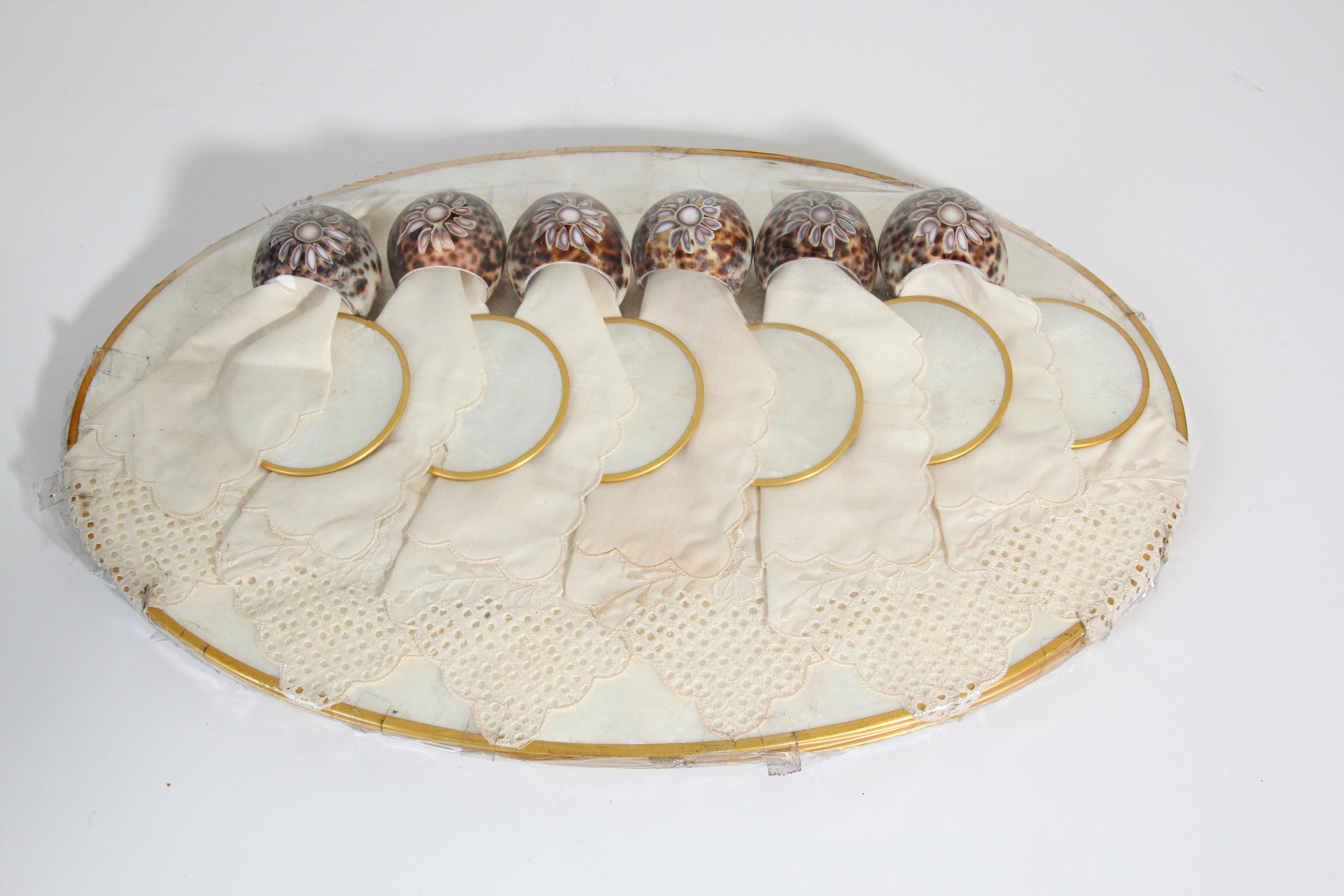 Mid-20th Century Vintage Hallie St Mary Placemats Set in Natural Capiz Pearl Shell