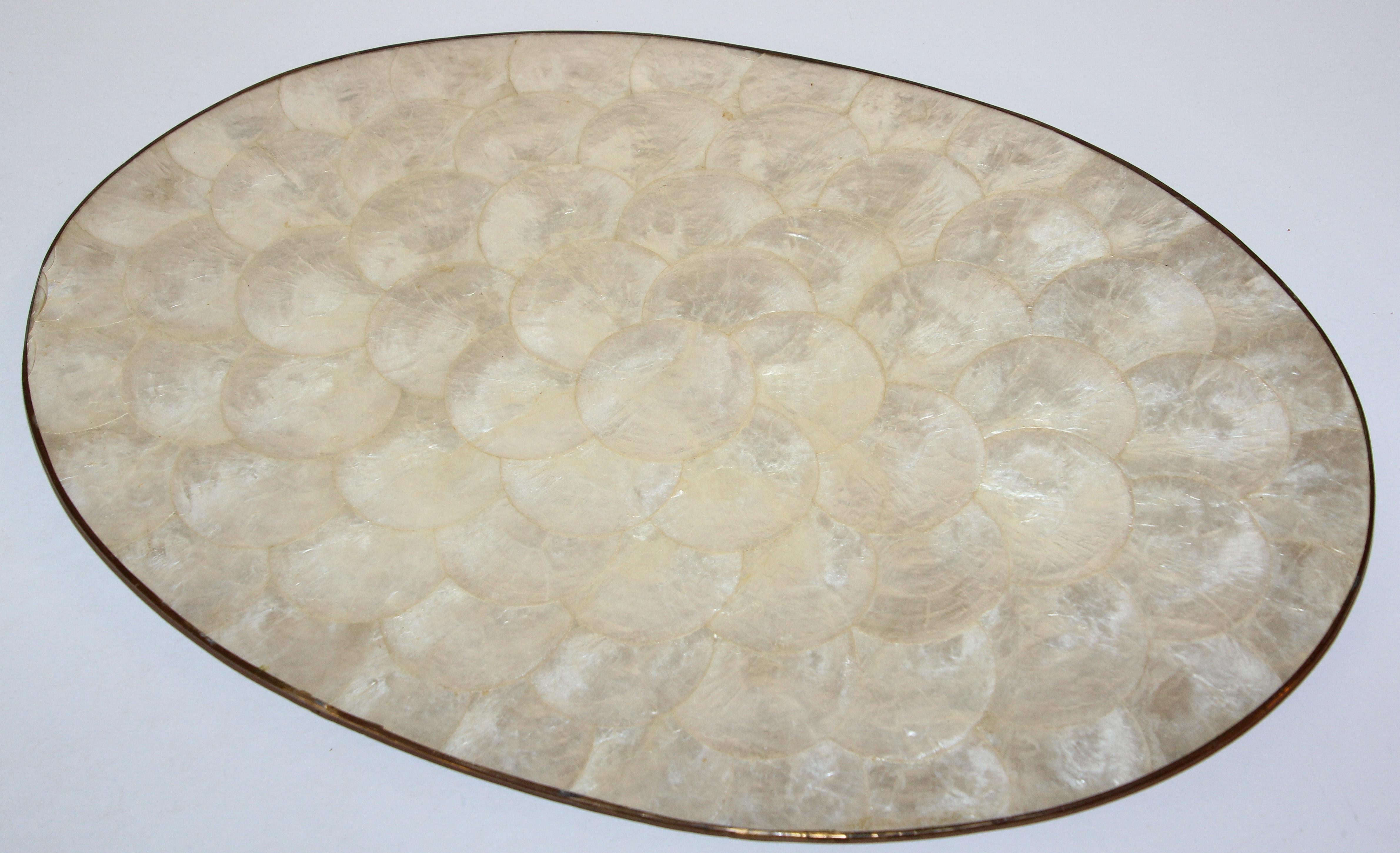 Bohemian Vintage Hallie St Mary Set of Two Placemats in Natural Capiz Pearl Shell