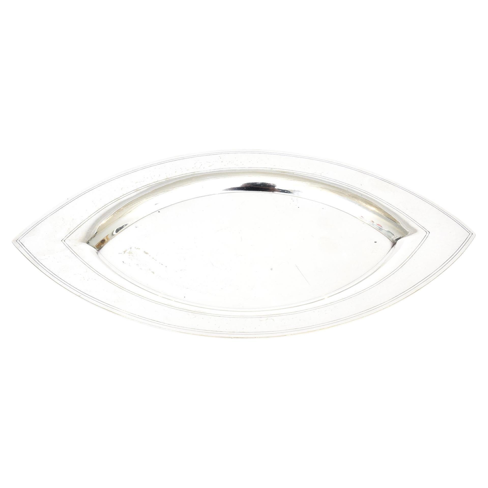 Vintage Hallmarked Hand Hammered Silver-Plate Eye Shaped Small Tray / Ring Tray