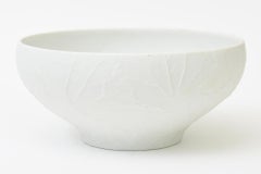 Ciotola in porcellana bisquitica opaca Heinrich Bavaria con marchio d'epoca e design a foglie