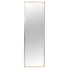 Vintage Hallway Rectangular Wall Mirror with Brass Frame and a White Edge, Italy