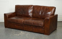 ViNTAGE HALO BROWN AGED LEATHER TWO TO THREE SEATER SOFA