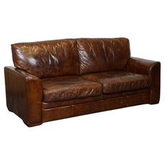 Vintage HALO BROWN AGED LEATHER TWO TO THREE SEATER SOFA
