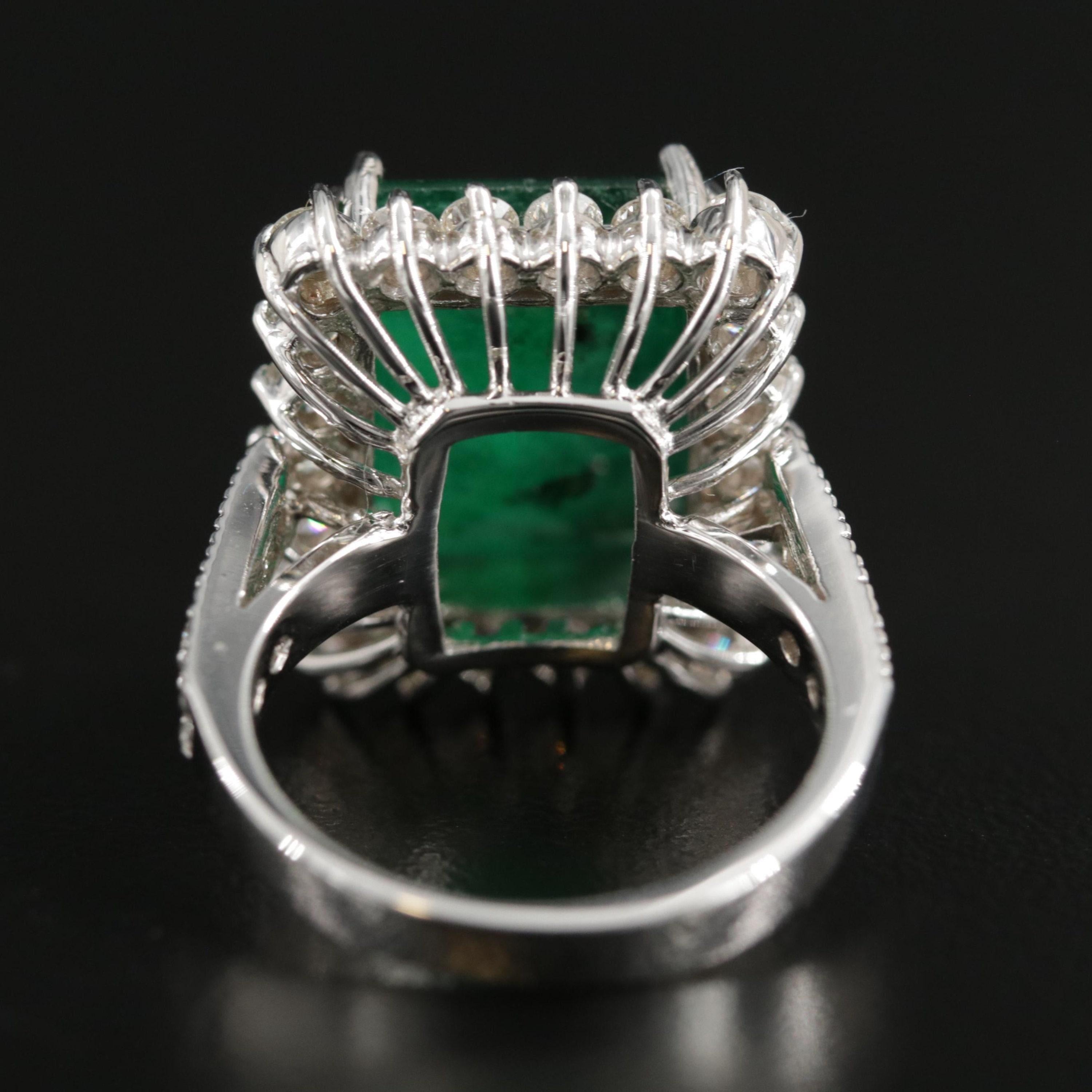 For Sale:  Art Deco 7 CT Certified Natural Emerald and Diamond Engagement Ring in 18K Gold 5