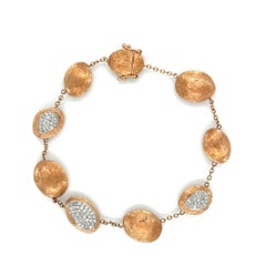 Vintage Halo of Pave Diamonds and Brushed Gold Bracelet