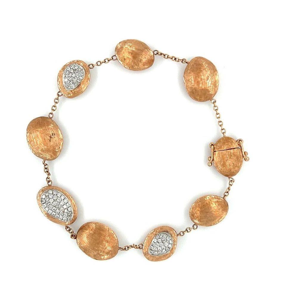 Round Cut Vintage Halo of Pave Diamonds and Brushed Gold Bracelet For Sale