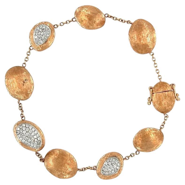 Vintage Halo of Pave Diamonds and Brushed Gold Bracelet For Sale