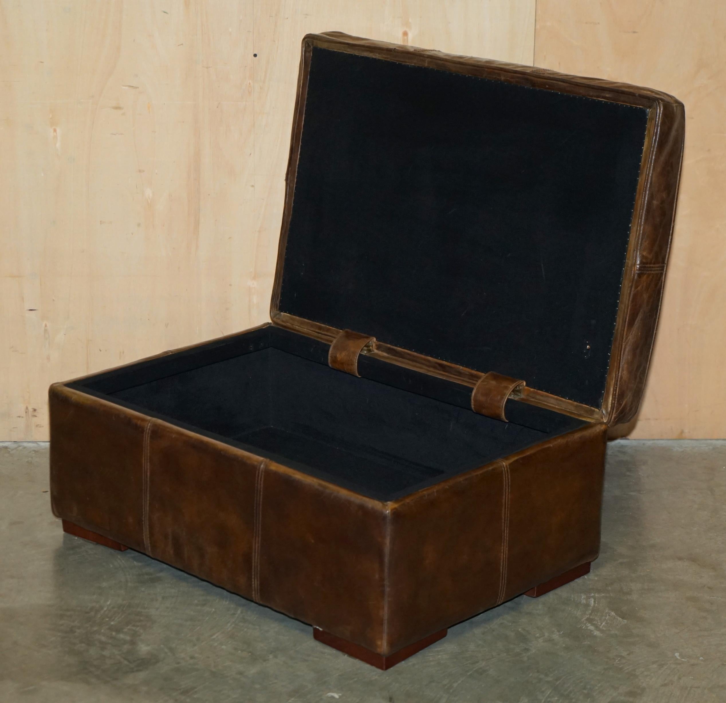 ViNTAGE HALO REGGIO GROUCHO BROWN LEATHER STORAGE TRUNK OTTOMAN FOOTSTOOL 2