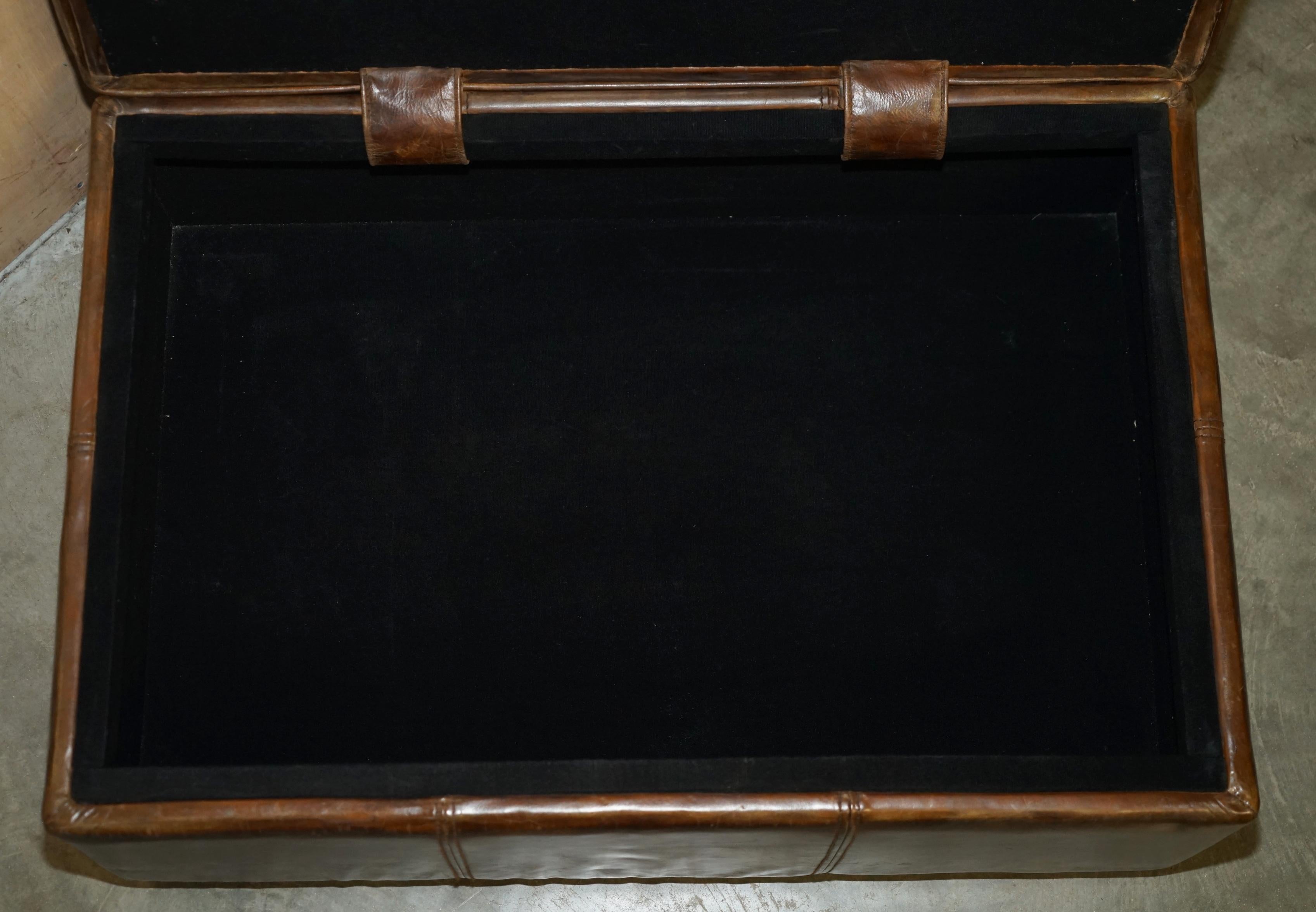 ViNTAGE HALO REGGIO GROUCHO BROWN LEATHER STORAGE TRUNK OTTOMAN FOOTSTOOL 3