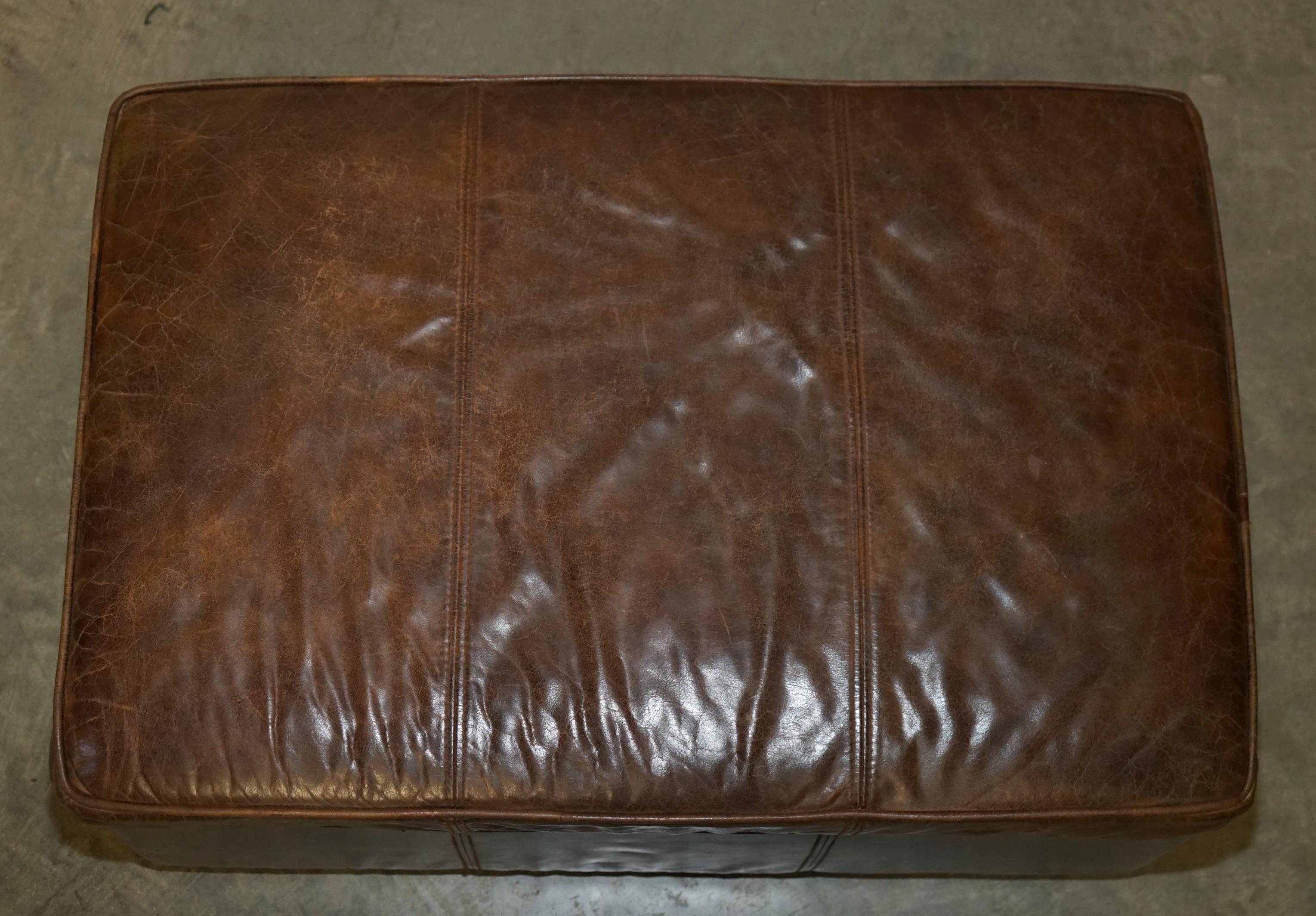 Mid-Century Modern ViNTAGE HALO REGGIO GROUCHO BROWN LEATHER STORAGE TRUNK OTTOMAN FOOTSTOOL