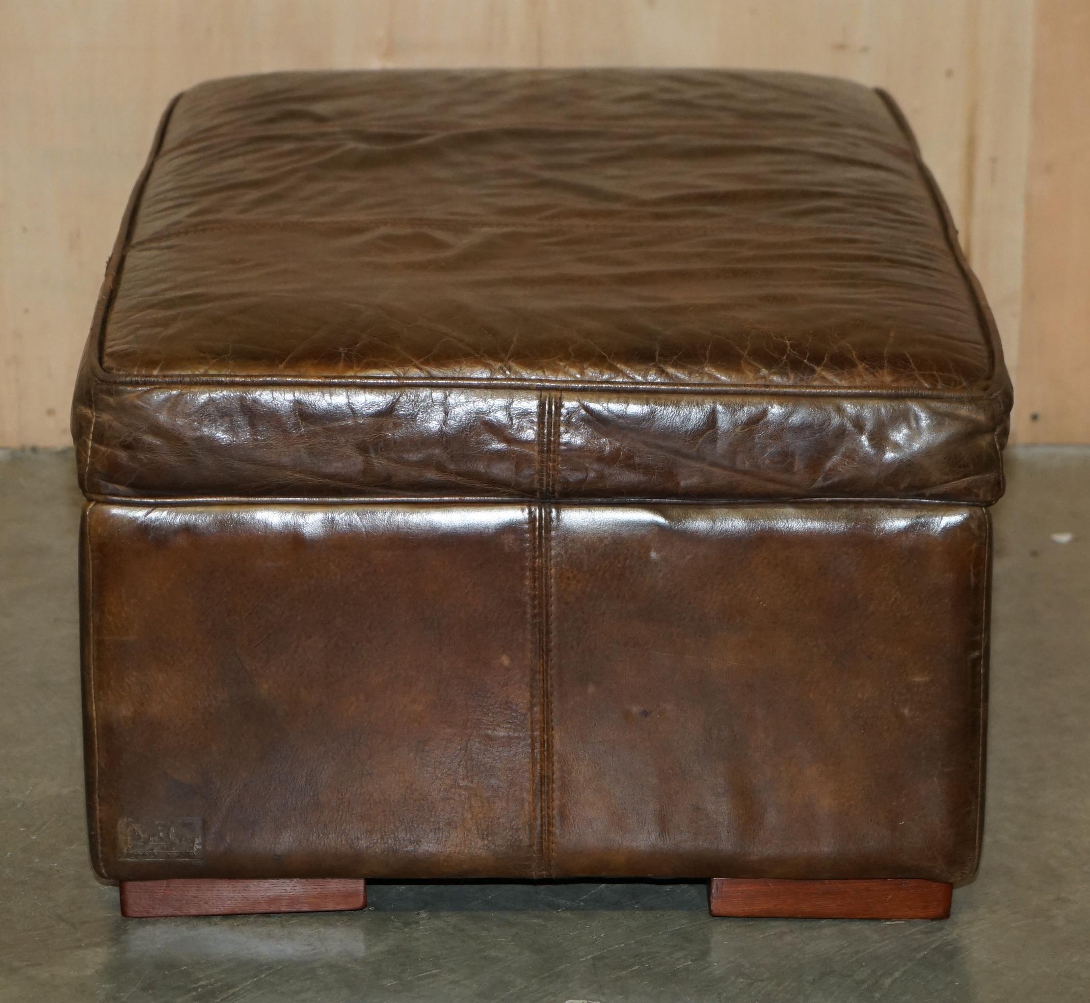 20th Century ViNTAGE HALO REGGIO GROUCHO BROWN LEATHER STORAGE TRUNK OTTOMAN FOOTSTOOL
