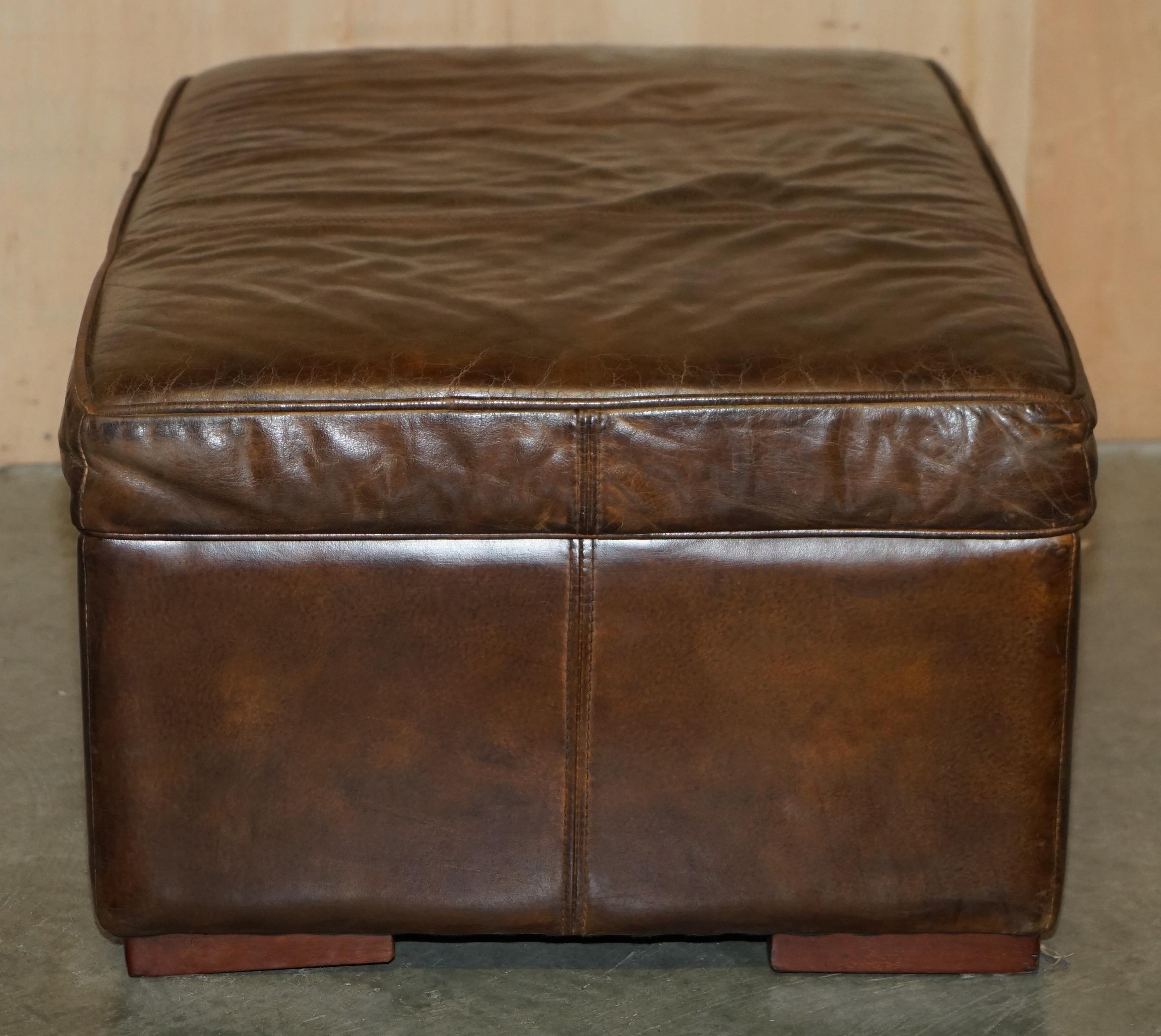 ViNTAGE HALO REGGIO GROUCHO BROWN LEATHER STORAGE TRUNK OTTOMAN FOOTSTOOL 1