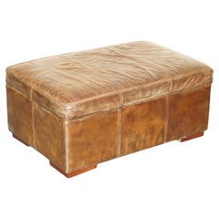 ViNTAGE HALO REGGIO GROUCHO BROWN LEATHER STORAGE TRUNK OTTOMAN FOOTSTOOL