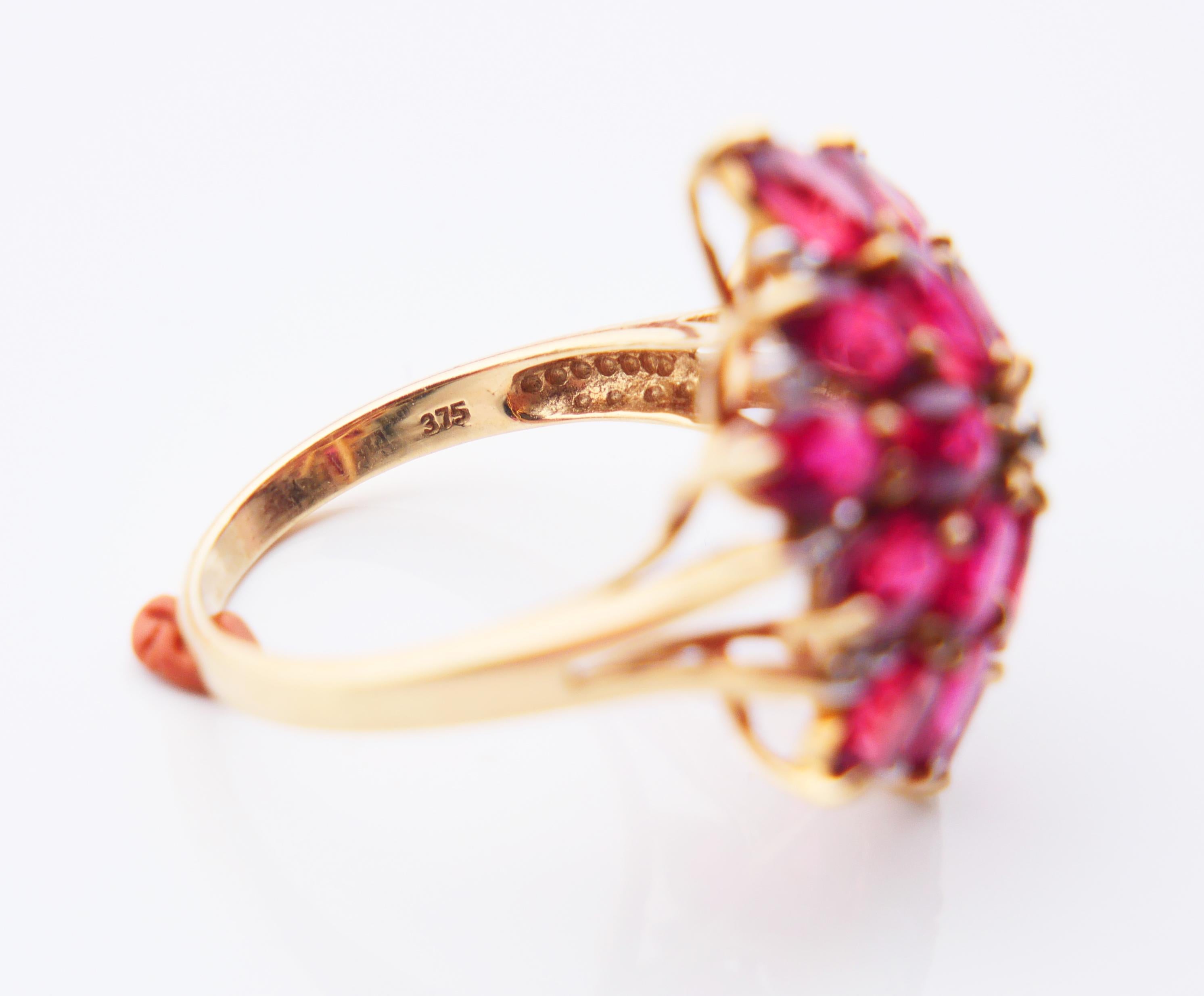 Anello Vintage Halo con rubino naturale 7ctw e diamanti in oro massiccio 9K ØUS 6.75 / 4.4gr in vendita 9