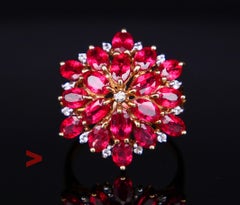 Vintage Ring natural 7ctw Ruby Diamonds solid 9K Gold ØUS 6.75 / 4.4gr