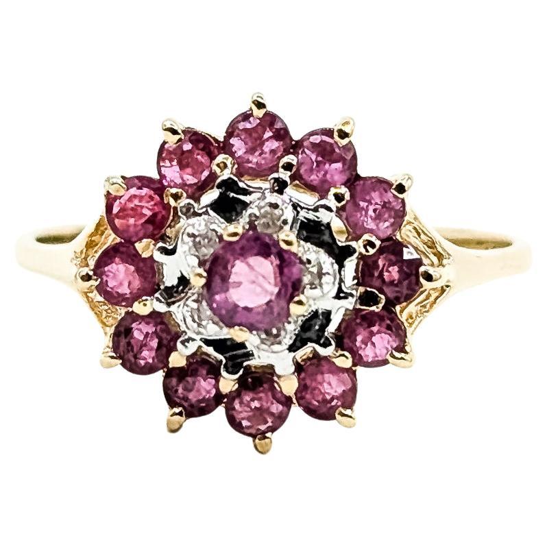 Vintage Halo Ruby 
Diamond Ring in 14k