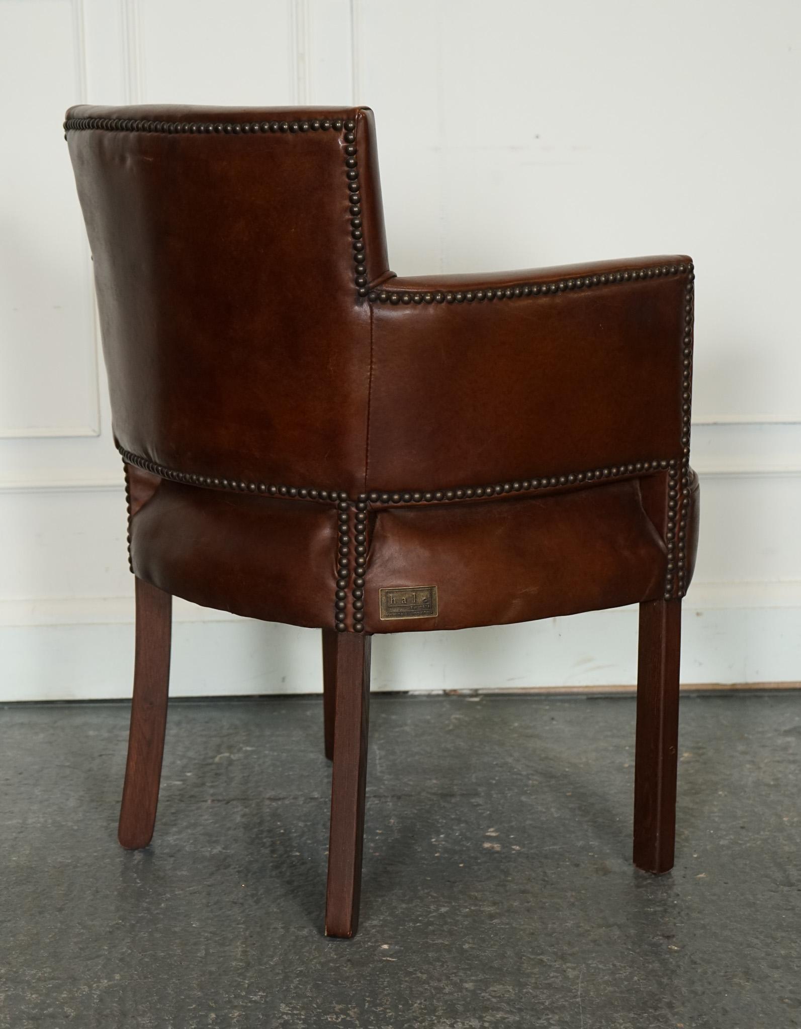 VINTAGE HALO SOHO TIMOTHY OULTON SET OF SIX LEATHER DINING CHAiRS BRASS STUDS 6