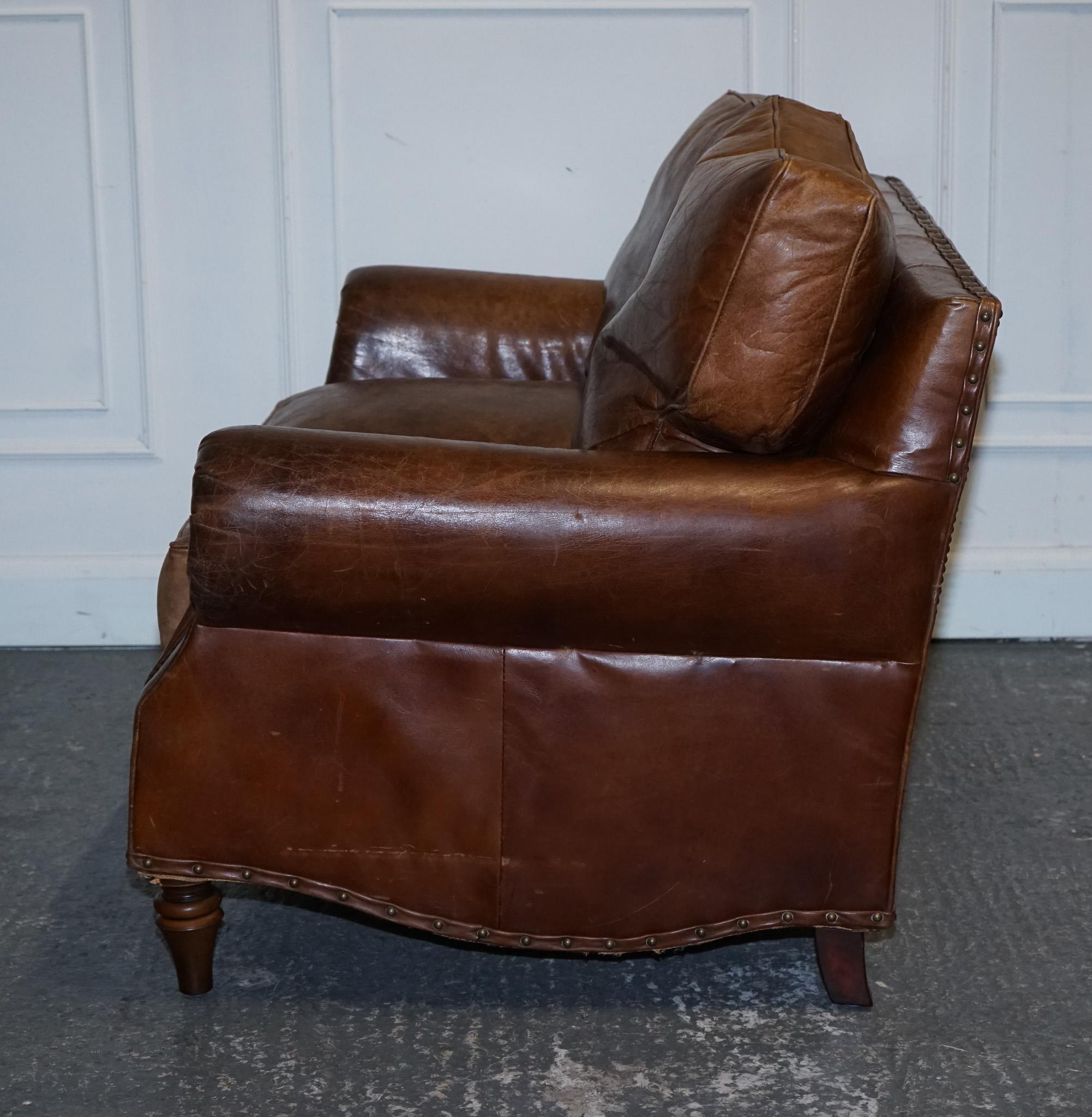VINTAGE HALO TiMOTHY OULTON BALMORAL ZWEI SITZER BROWN HERITAGE LEATHER SOFA im Angebot 4