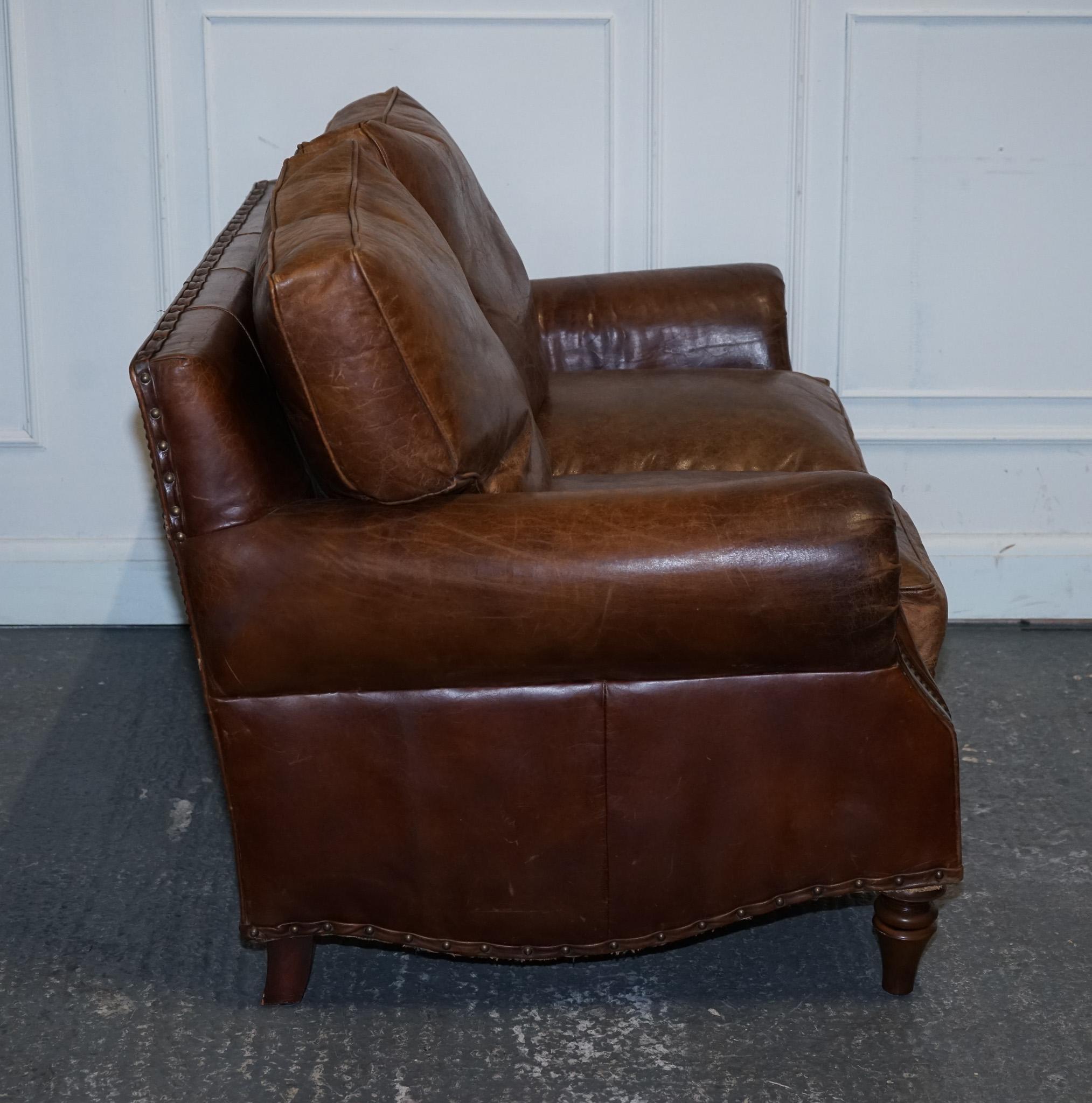 VINTAGE HALO TiMOTHY OULTON BALMORAL ZWEI SITZER BROWN HERITAGE LEATHER SOFA im Angebot 5