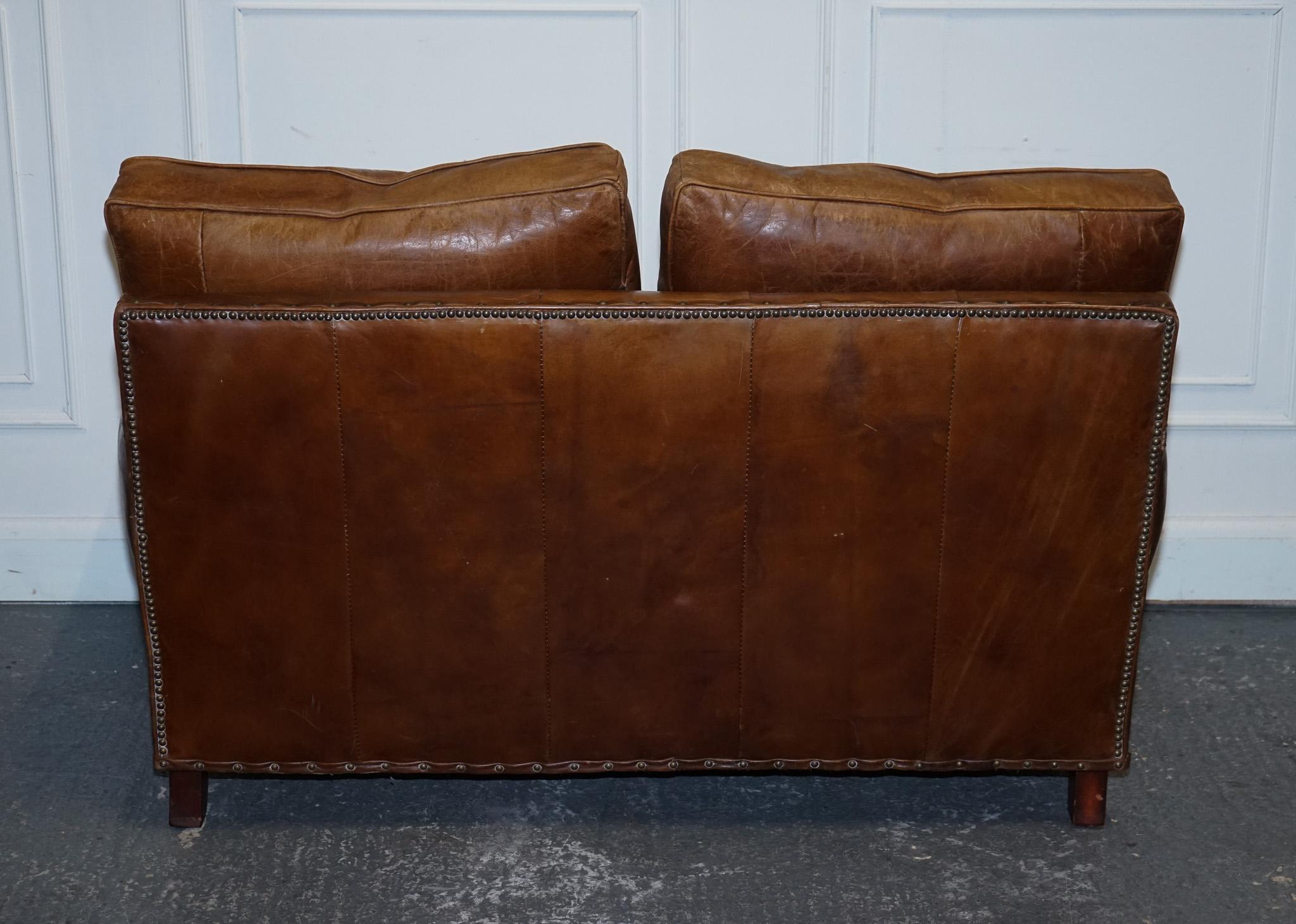 VINTAGE HALO TiMOTHY OULTON BALMORAL ZWEI SITZER BROWN HERITAGE LEATHER SOFA im Angebot 6