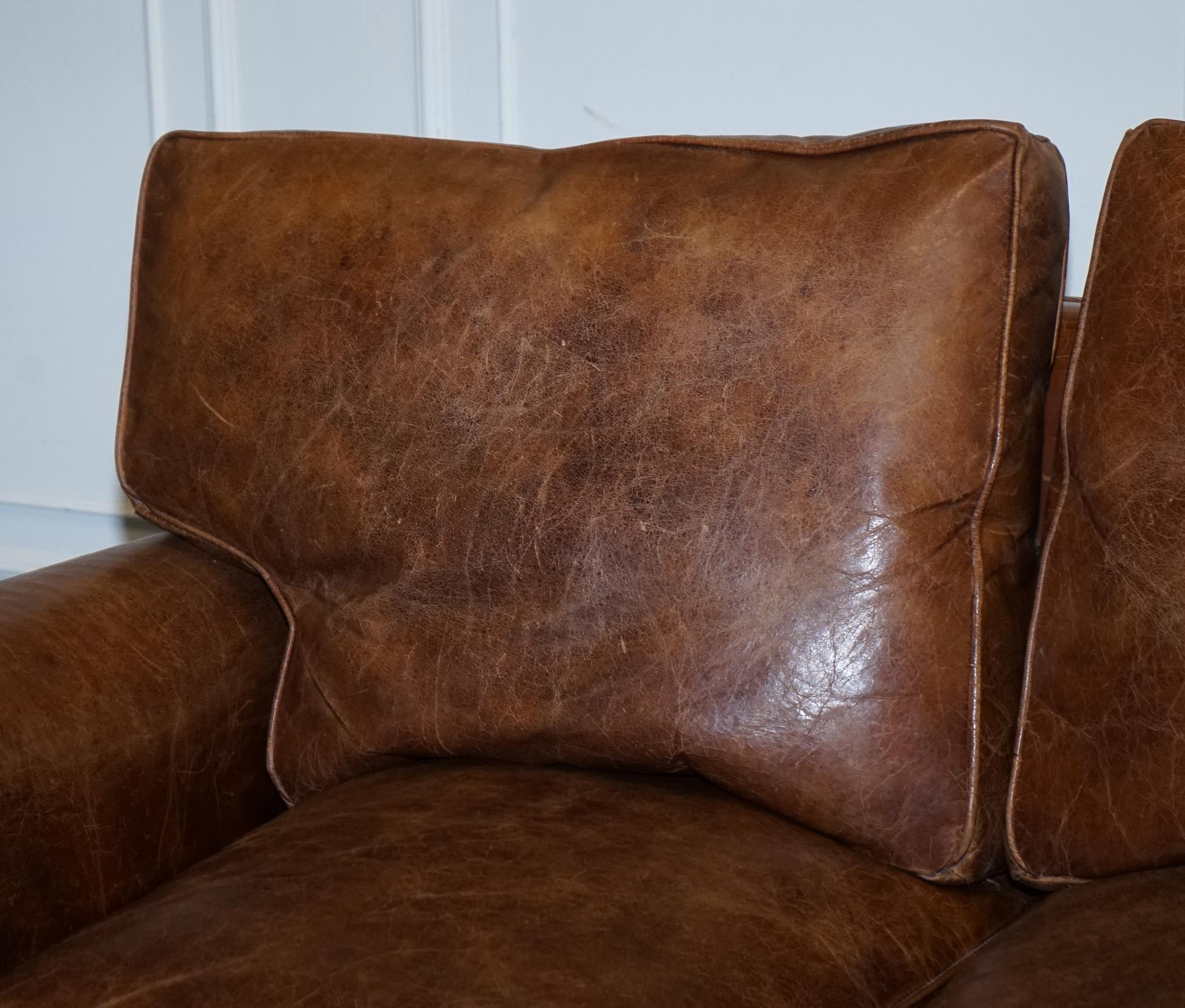VINTAGE HALO TiMOTHY OULTON BALMORAL ZWEI SITZER BROWN HERITAGE LEATHER SOFA im Angebot 7