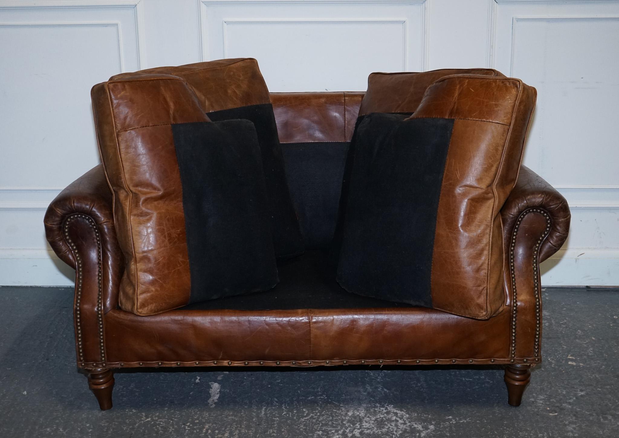 VINTAGE HALO TiMOTHY OULTON BALMORAL ZWEI SITZER BROWN HERITAGE LEATHER SOFA im Angebot 10