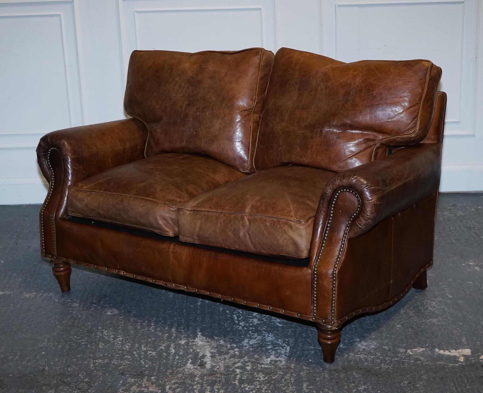 VINTAGE HALO TiMOTHY OULTON BALMORAL ZWEI SITZER BROWN HERITAGE LEATHER SOFA (Britisch) im Angebot