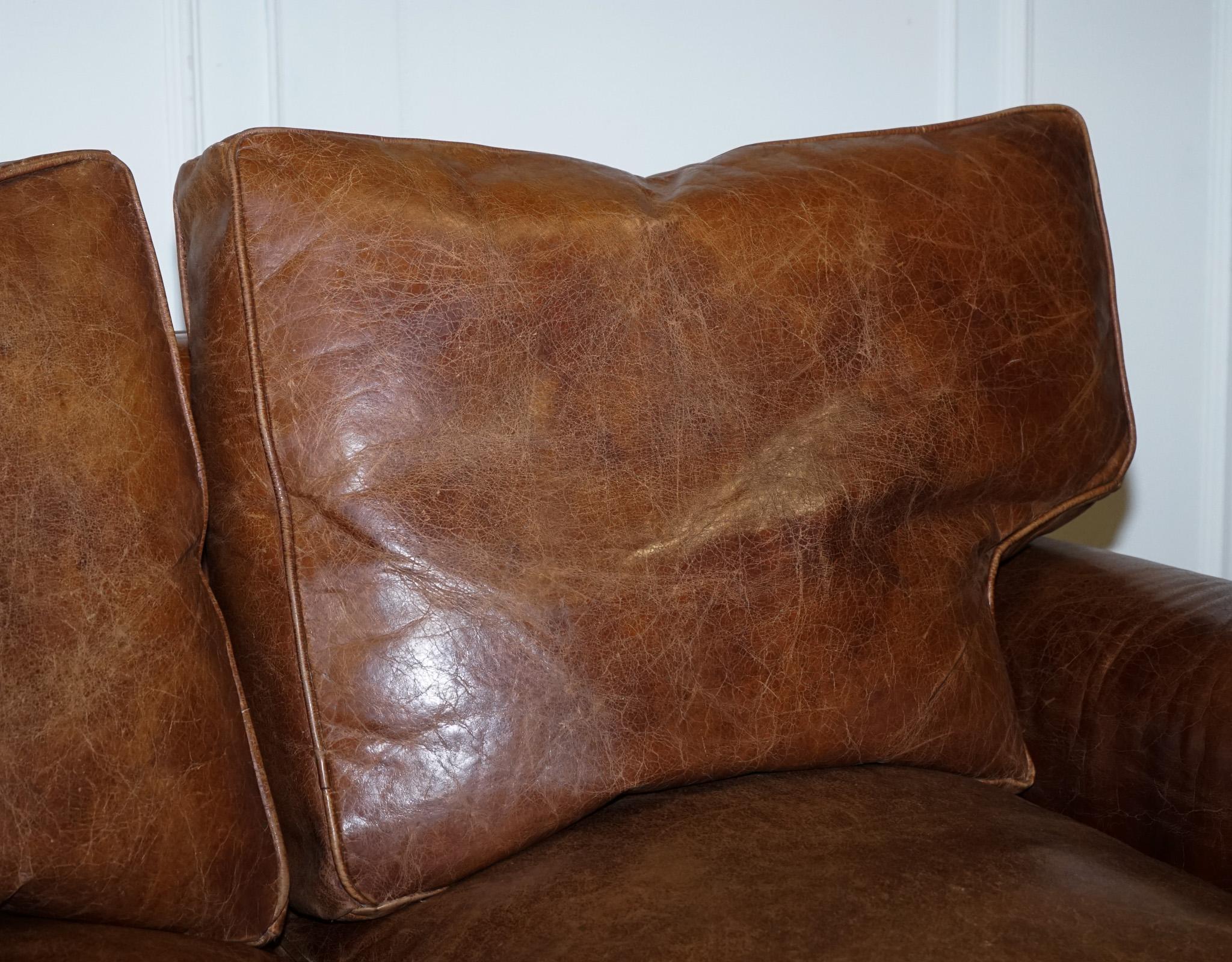 VINTAGE HALO TiMOTHY OULTON BALMORAL ZWEI SITZER BROWN HERITAGE LEATHER SOFA (Handgefertigt) im Angebot