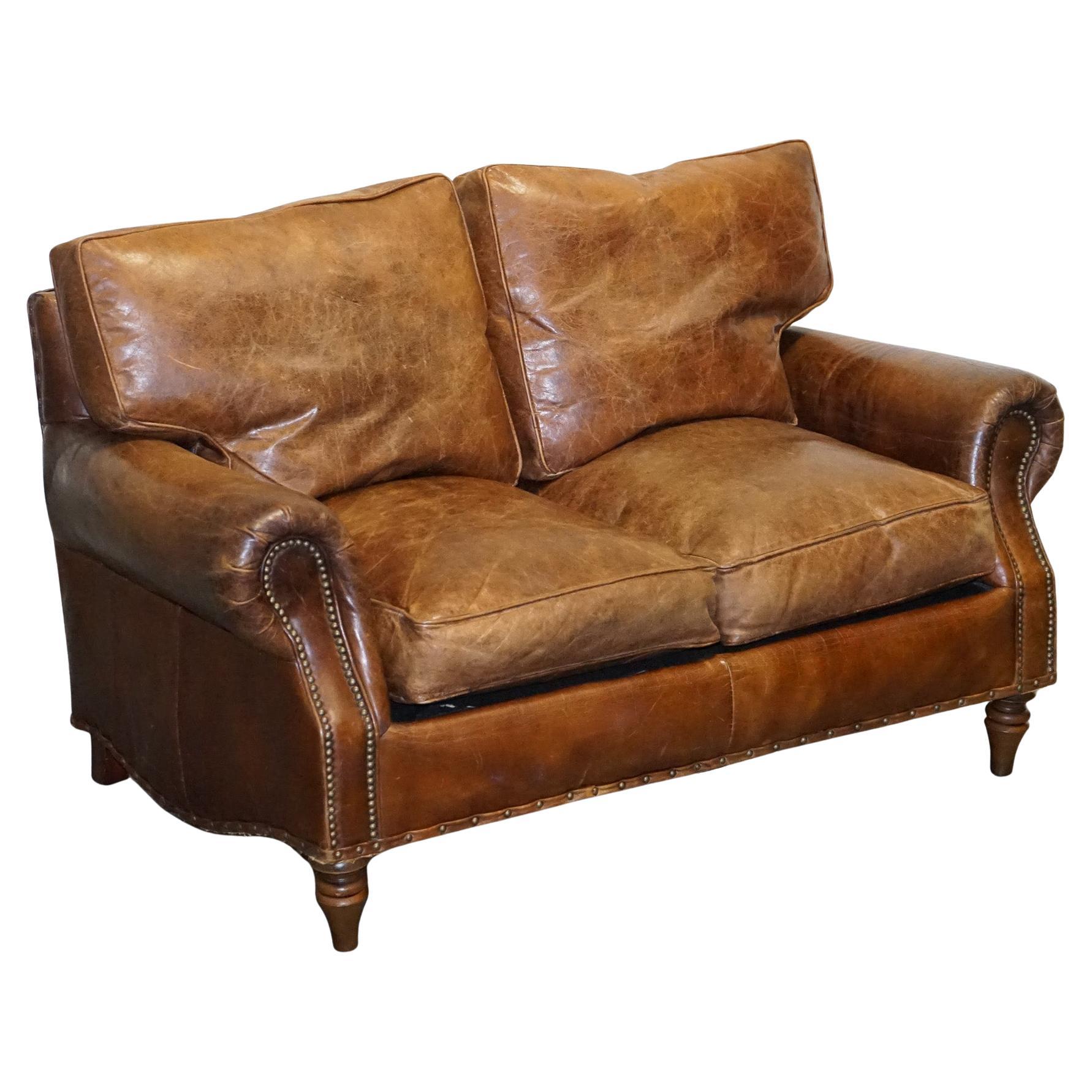 VINTAGE HALO TiMOTHY OULTON BALMORAL ZWEI SITZER BROWN HERITAGE LEATHER SOFA im Angebot