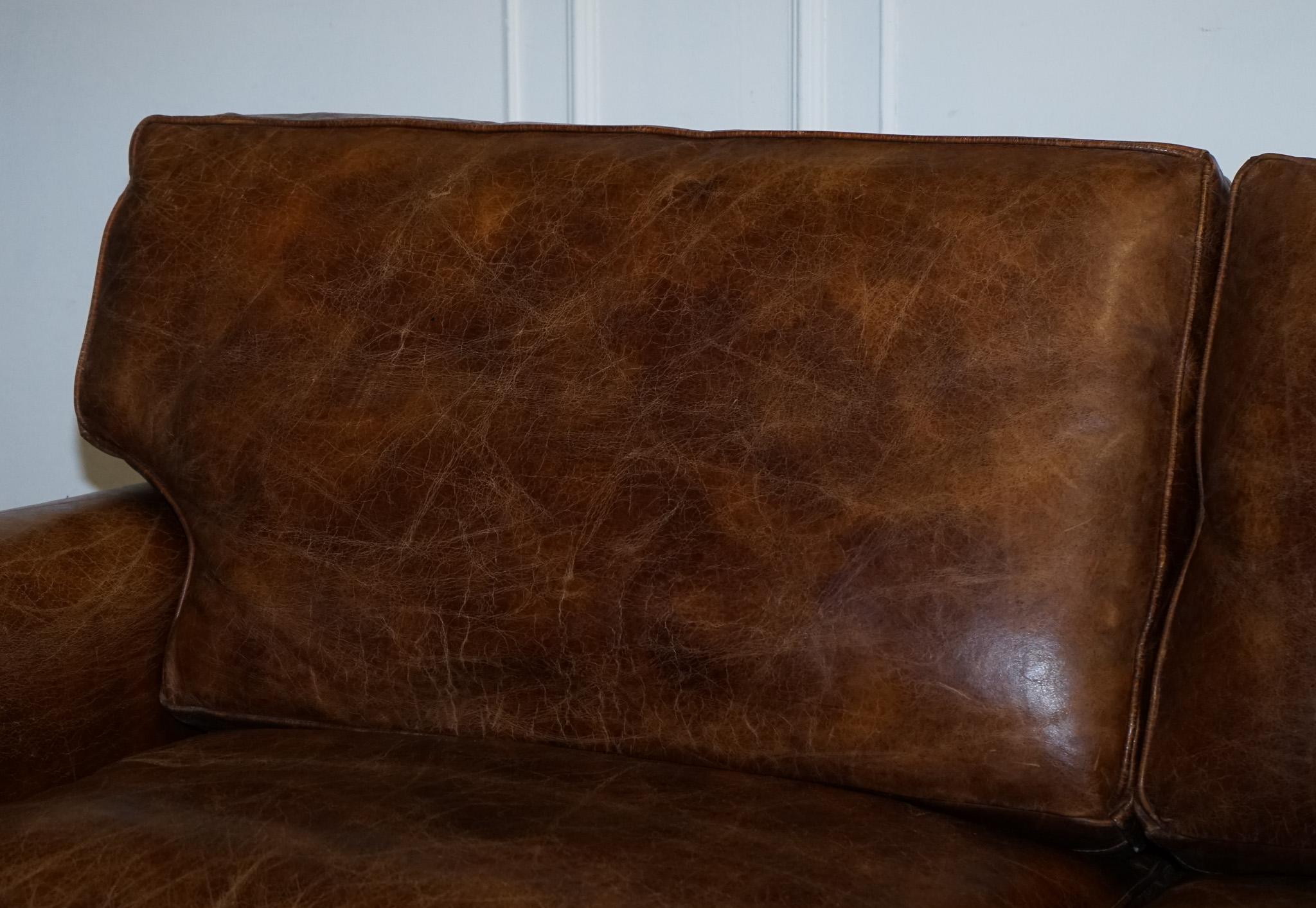 20th Century VINTAGE HALO TiMOTHY OULTON BALMORAL TWO TO THREE SEATER BROWN  LEATHER SOFA