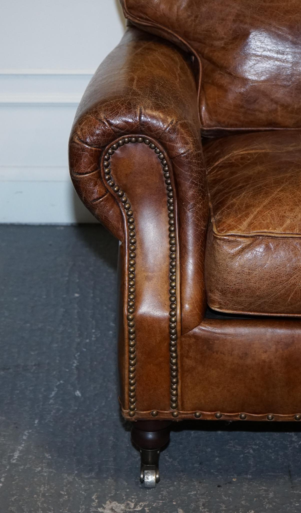 Leather VINTAGE HALO TiMOTHY OULTON BALMORAL TWO TO THREE SEATER BROWN  LEATHER SOFA