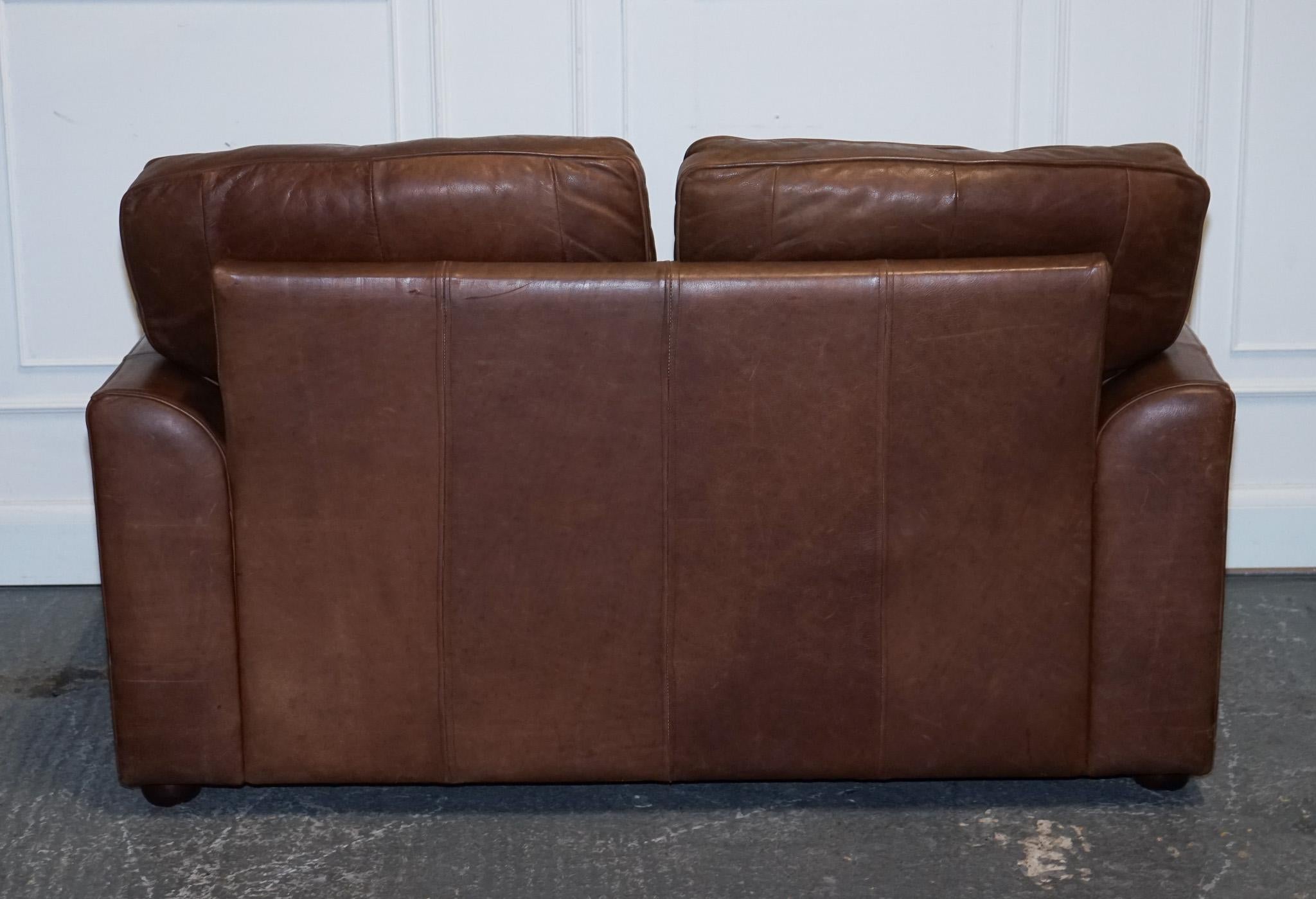 ViNTAGE HALO TWO SEATER  BROWN  LEATHER SOFA For Sale 3