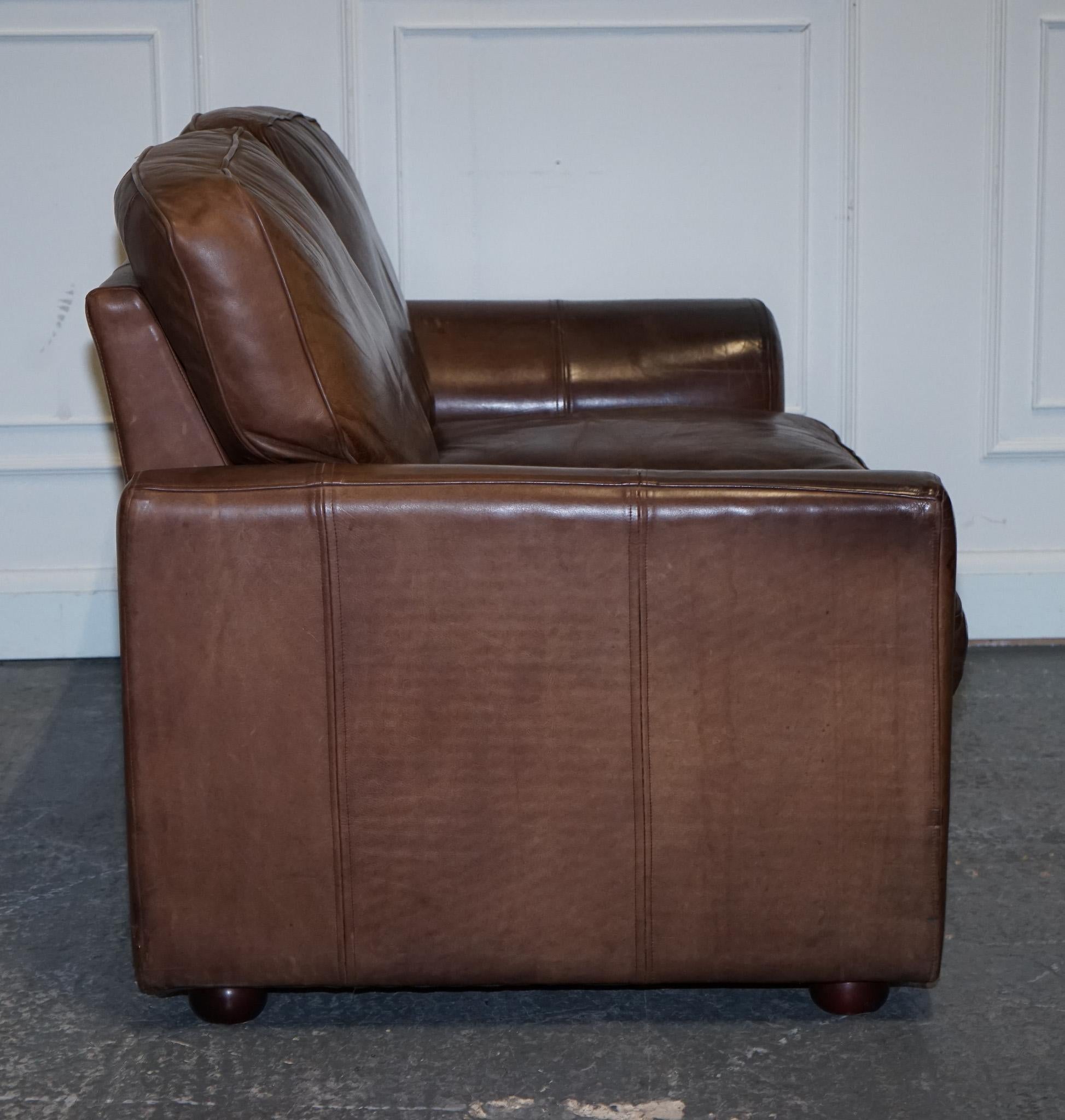 ViNTAGE HALO TWO SEATER  BROWN  LEATHER SOFA For Sale 4