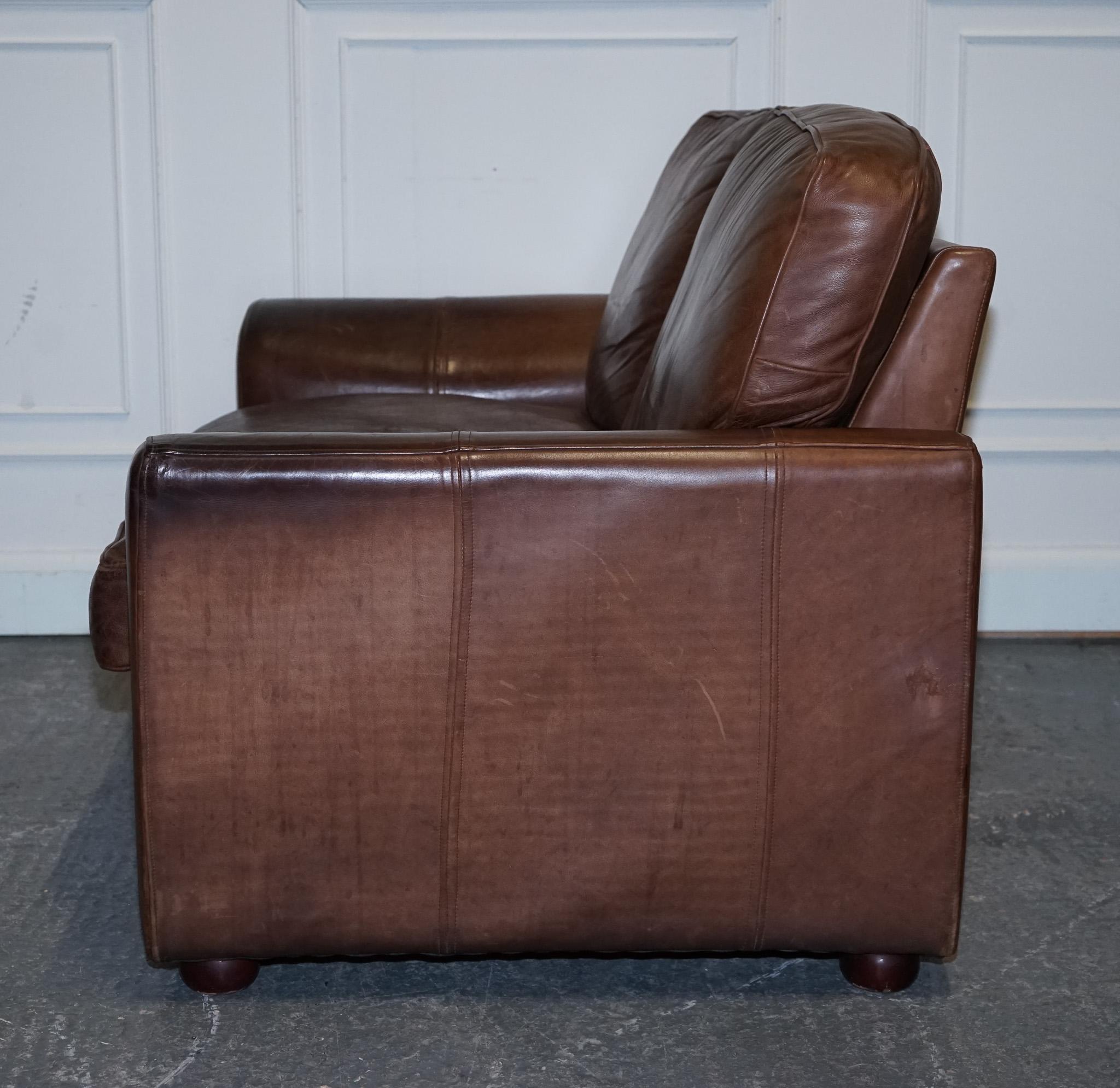 ViNTAGE HALO TWO SEATER  BROWN  LEATHER SOFA For Sale 5
